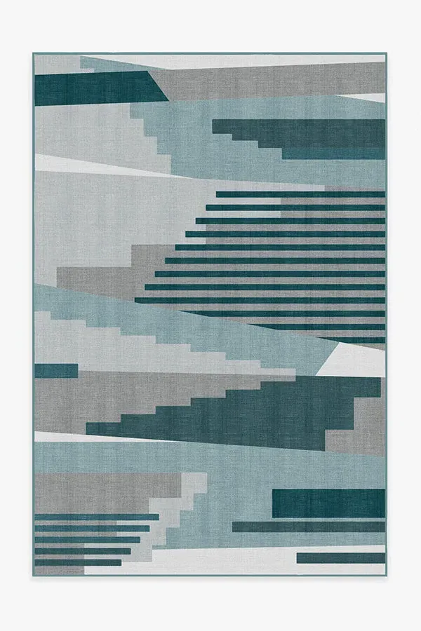 Large Area Rug Machine Washable - Teal