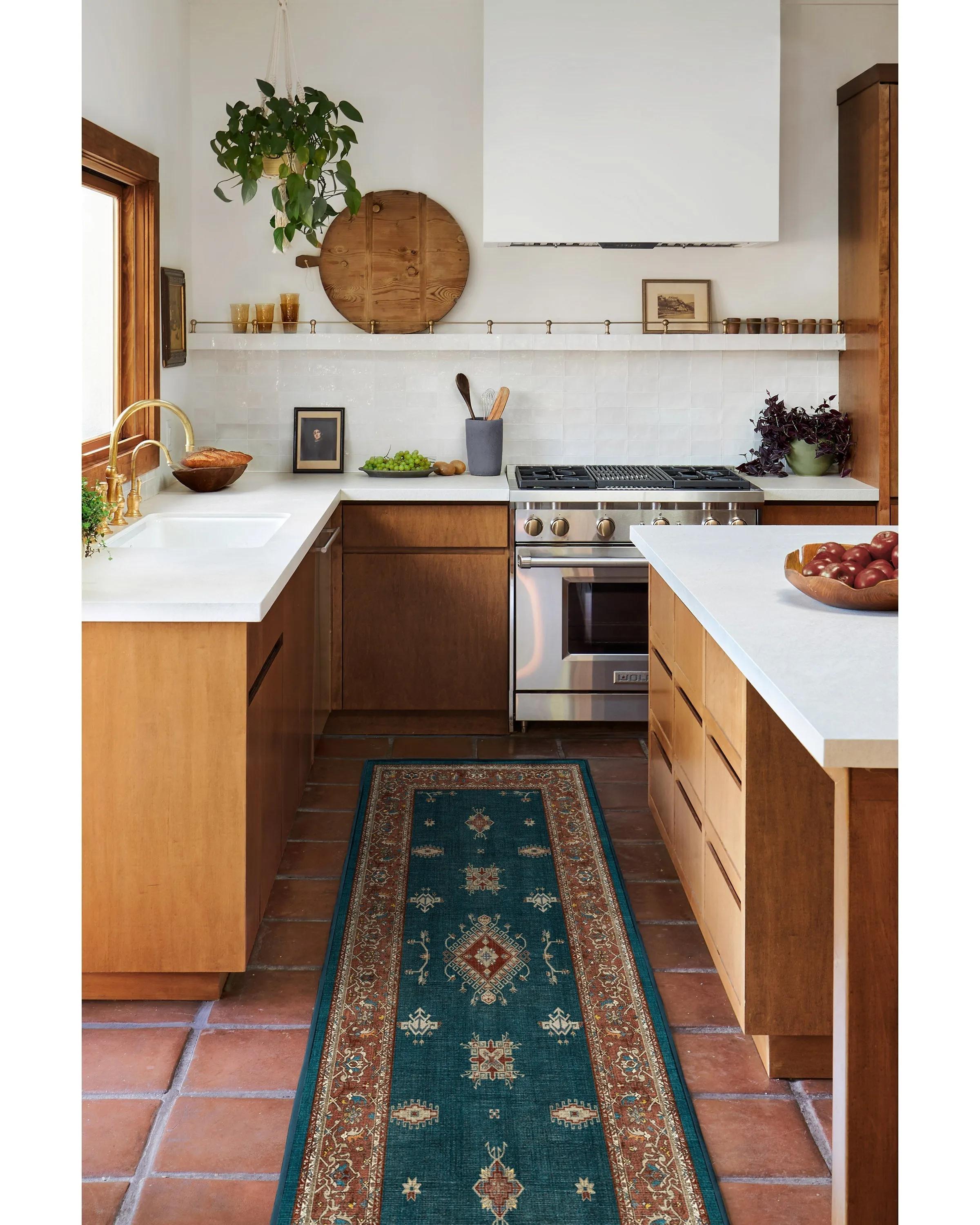 Large Area Rug Machine Washable - Teal Blue