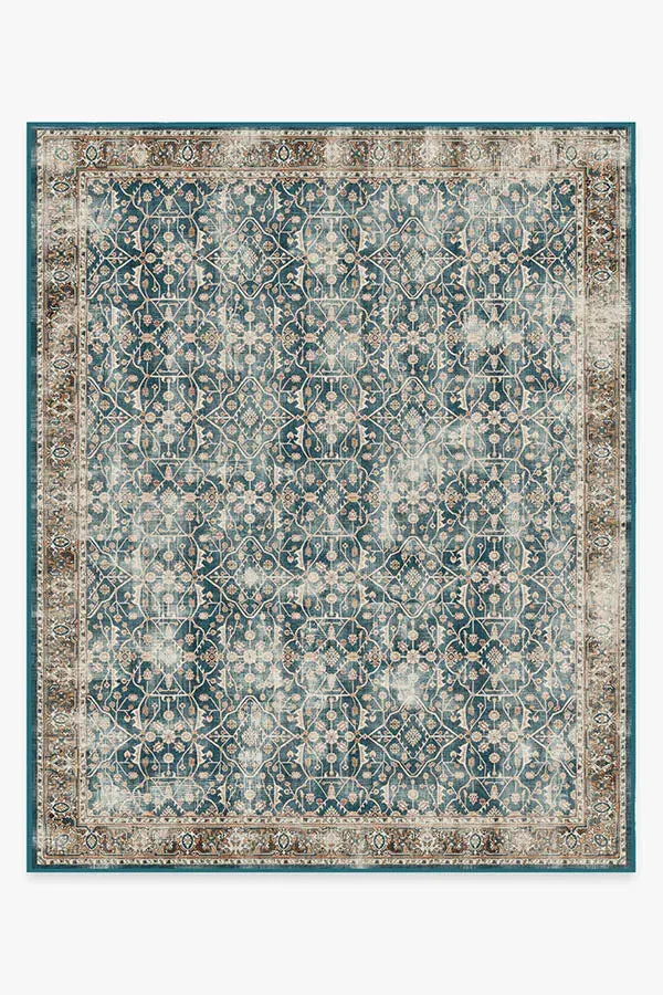 Large Area Rug Machine Washable - Teal Blue