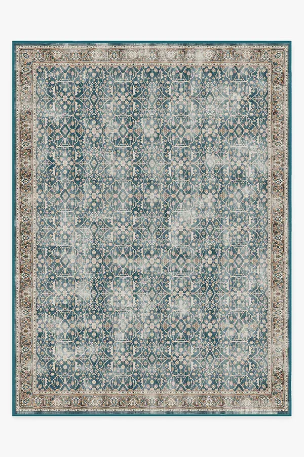 Large Area Rug Machine Washable - Teal Blue