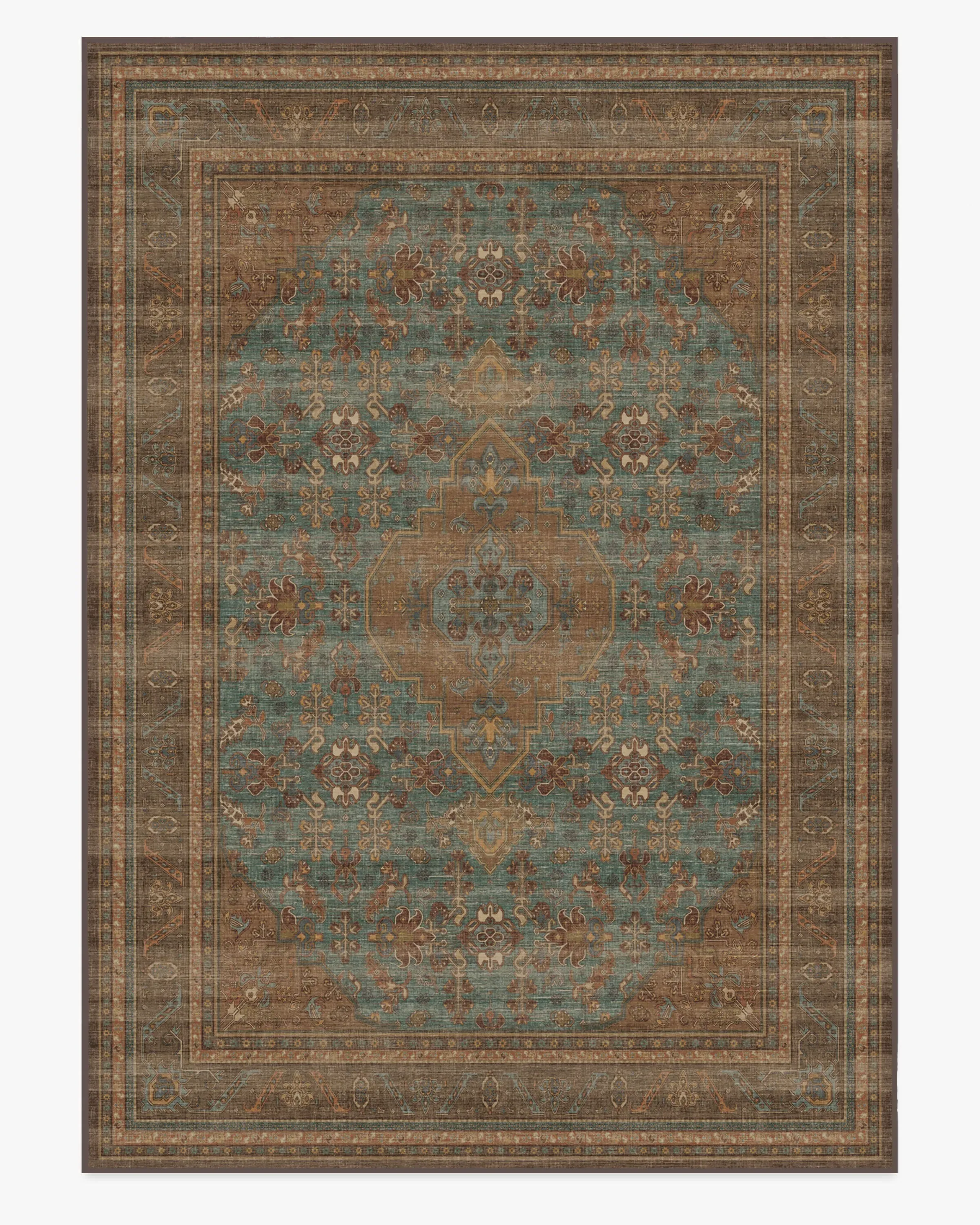 Large Area Rug Machine Washable - Teal Blue