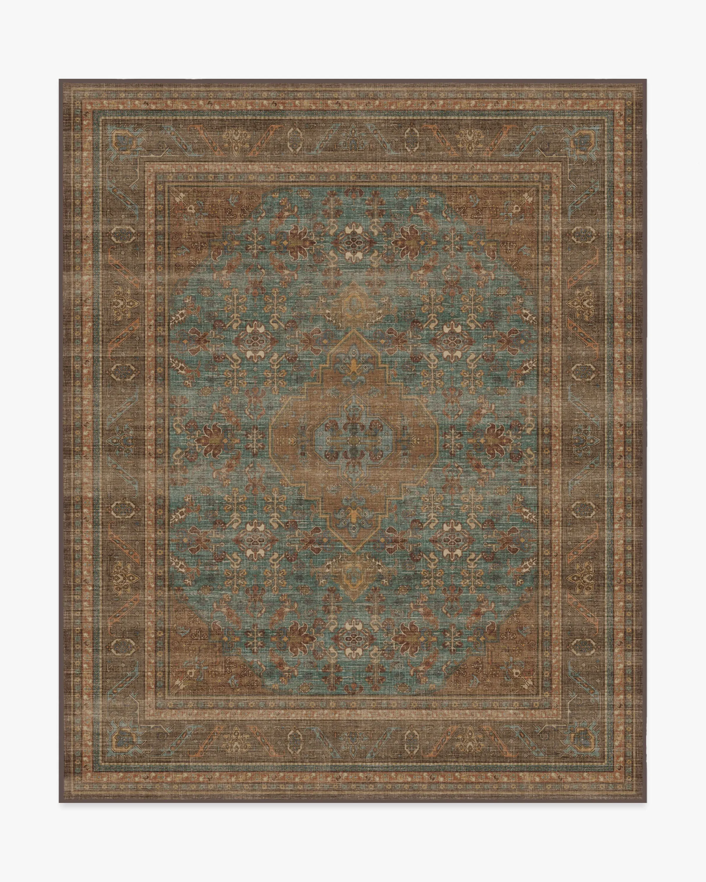 Large Area Rug Machine Washable - Teal Blue
