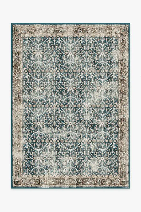 Large Area Rug Machine Washable - Teal Blue