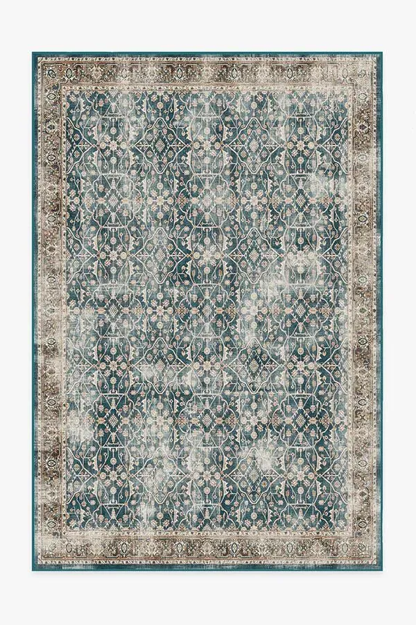 Large Area Rug Machine Washable - Teal Blue