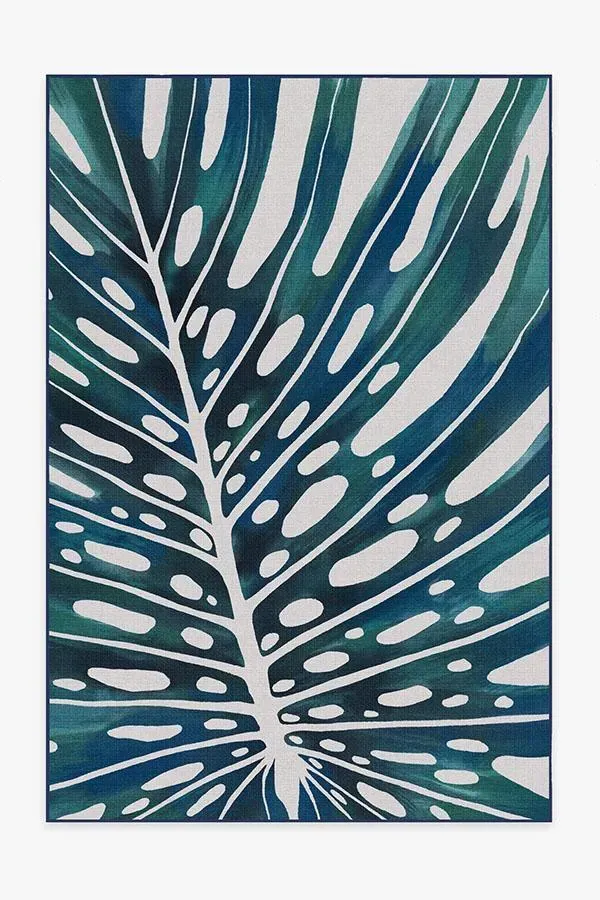 Large Area Rug Machine Washable - Teal Blue