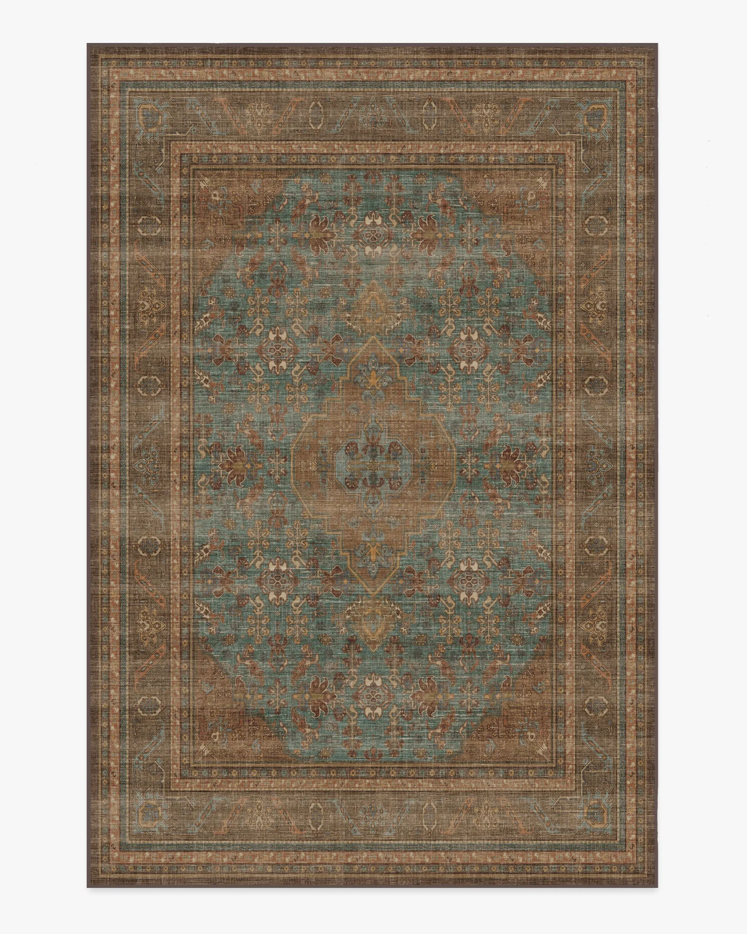 Large Area Rug Machine Washable - Teal Blue