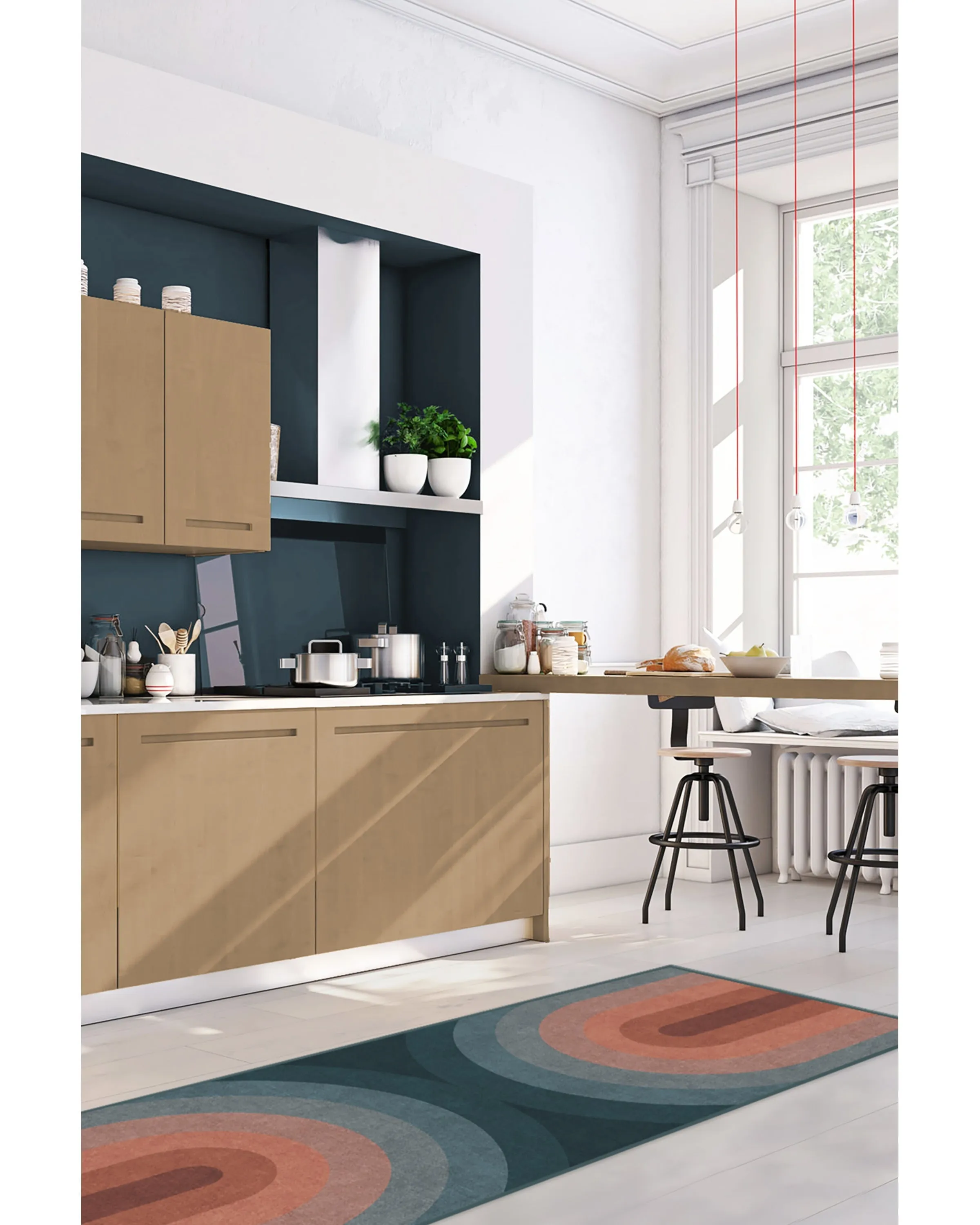 Large Area Rug Machine Washable - Teal