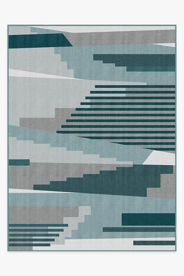 Large Area Rug Machine Washable - Teal