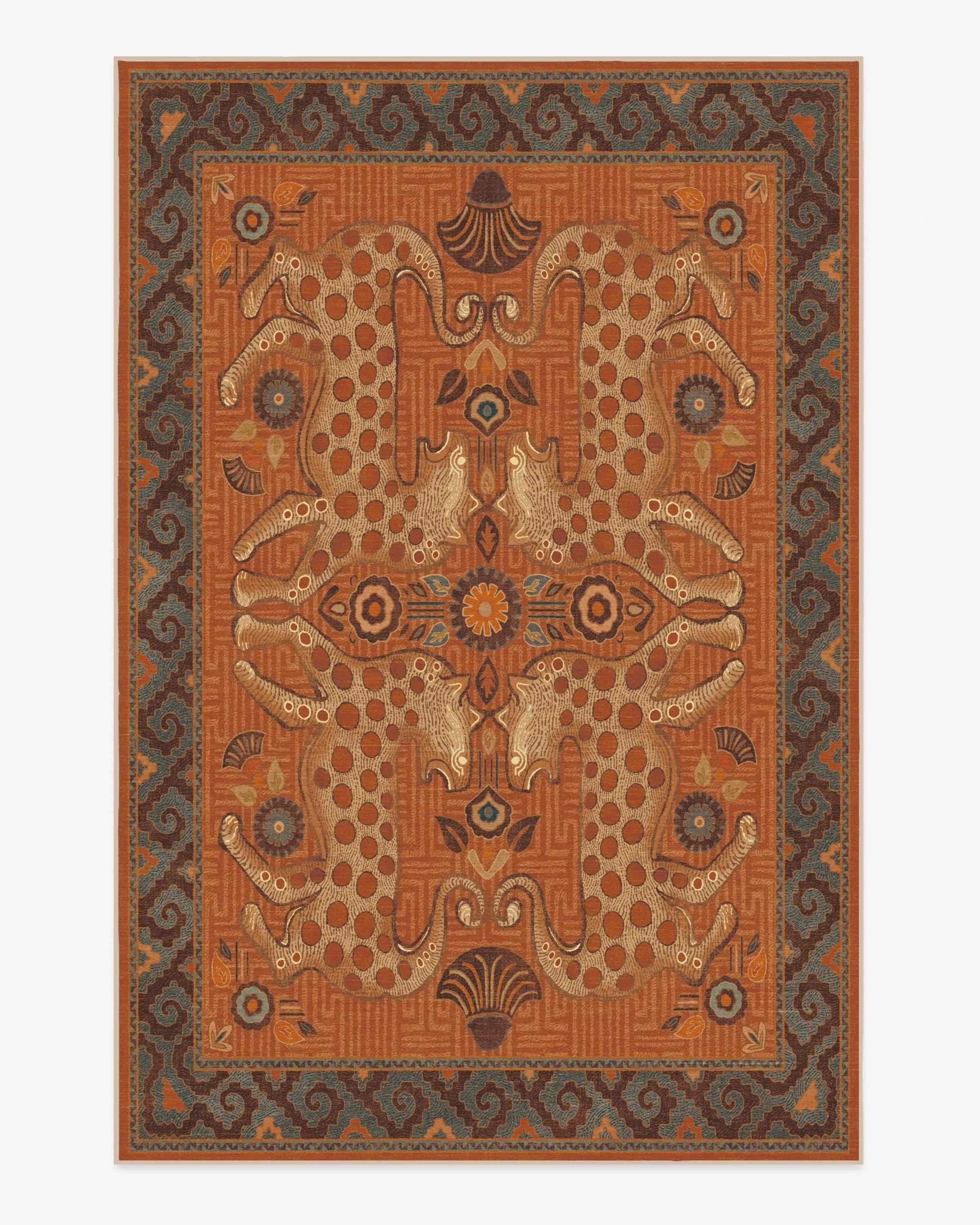 Large Area Rug Machine Washable - Terracotta