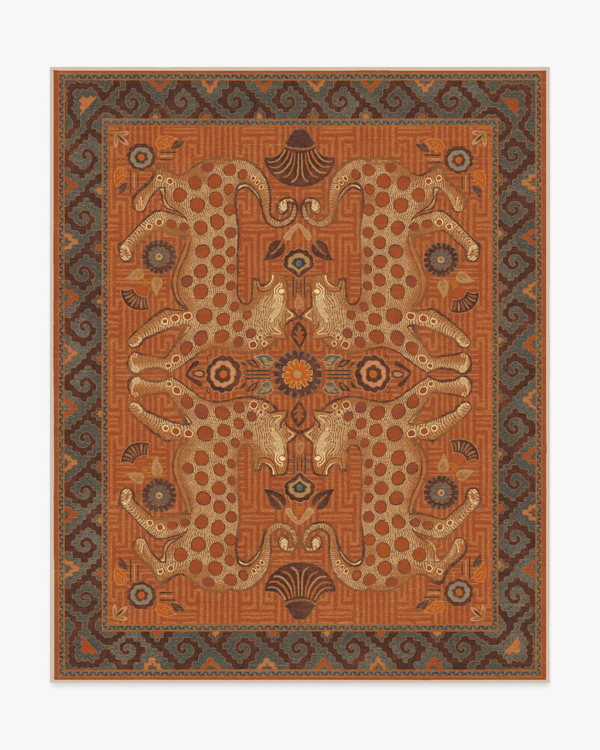 Large Area Rug Machine Washable - Terracotta
