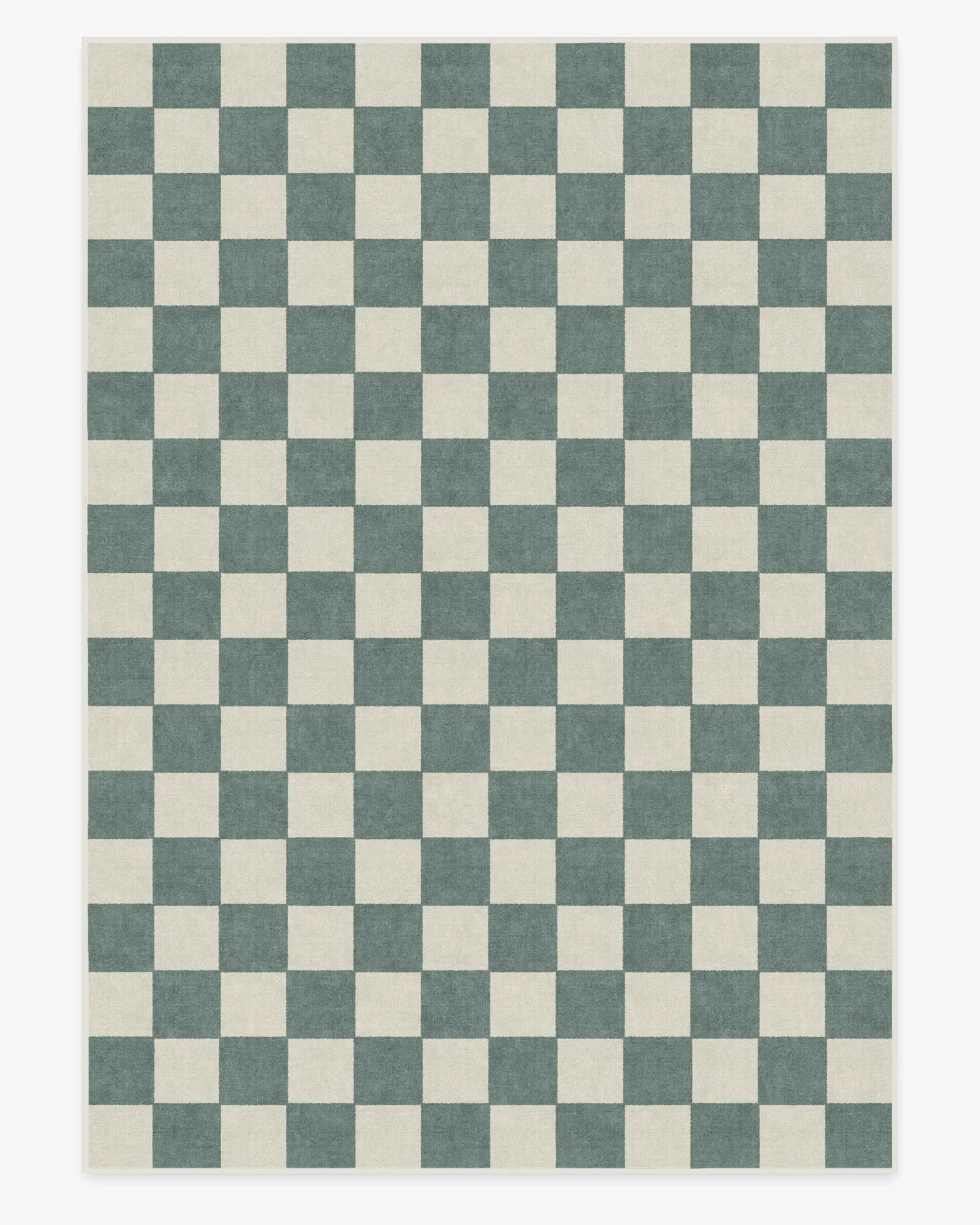 Large Checkered Area Rug Machine Washable - Green
