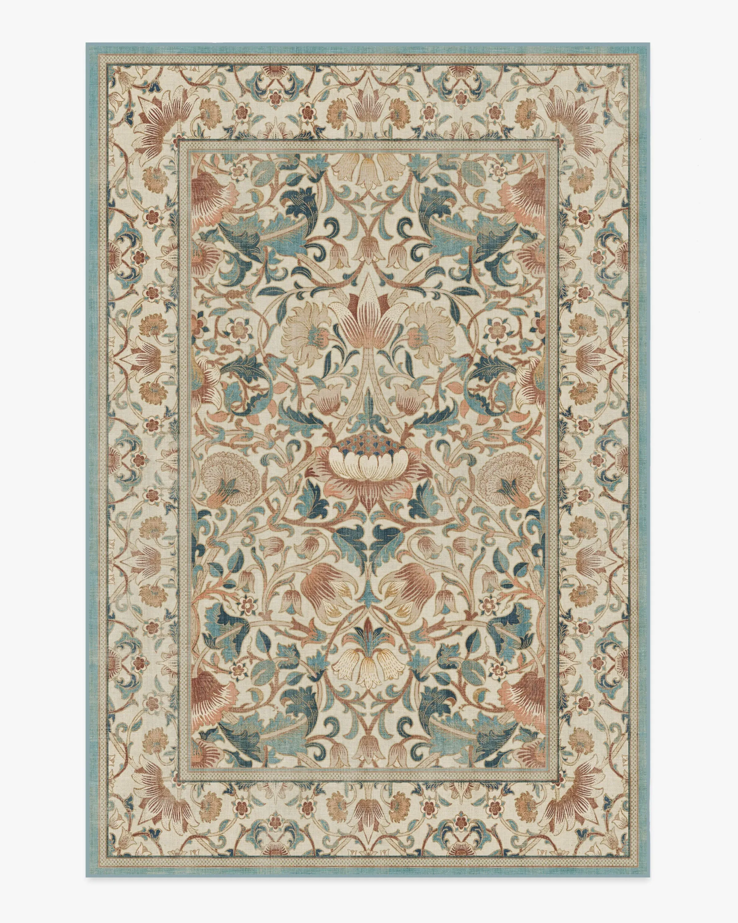Large Machine Washable Area Rug - Rose & Teal