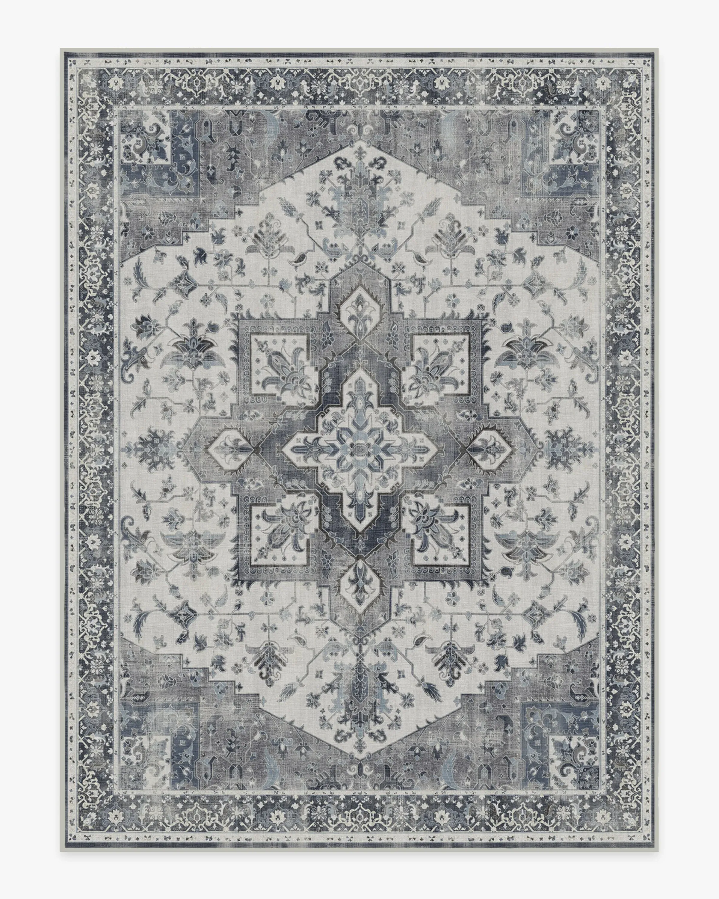 Large Machine Washable Area Rug - Stone Blue