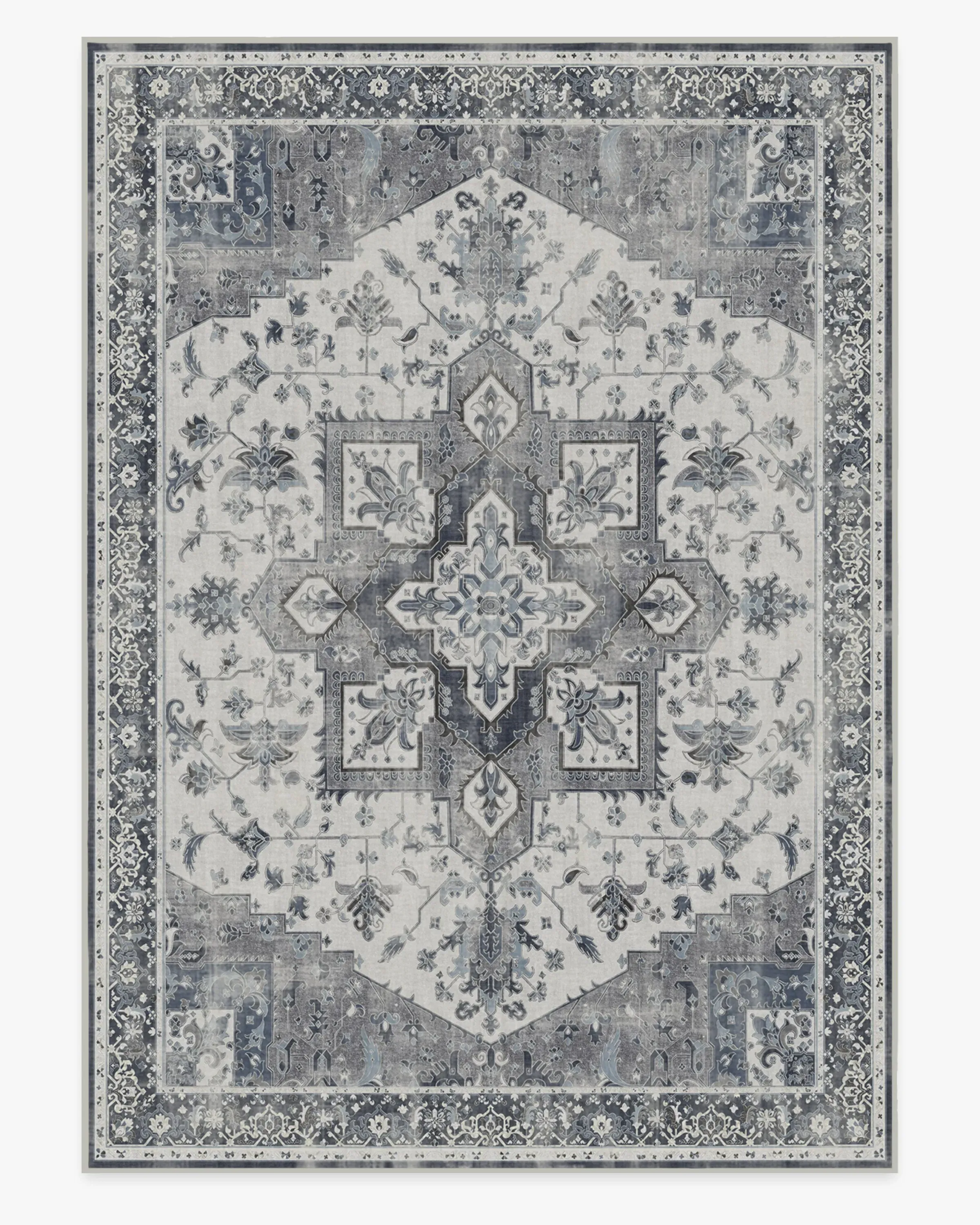 Large Machine Washable Area Rug - Stone Blue