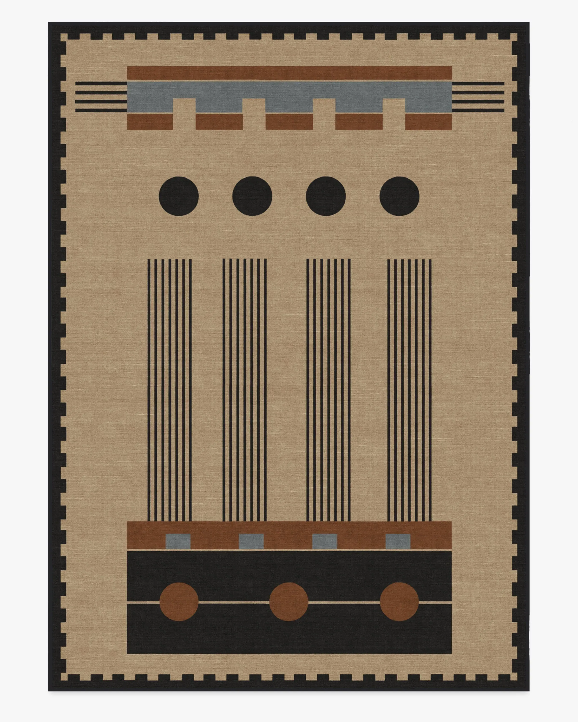 Large Machine Washable Rug - Black & Tan