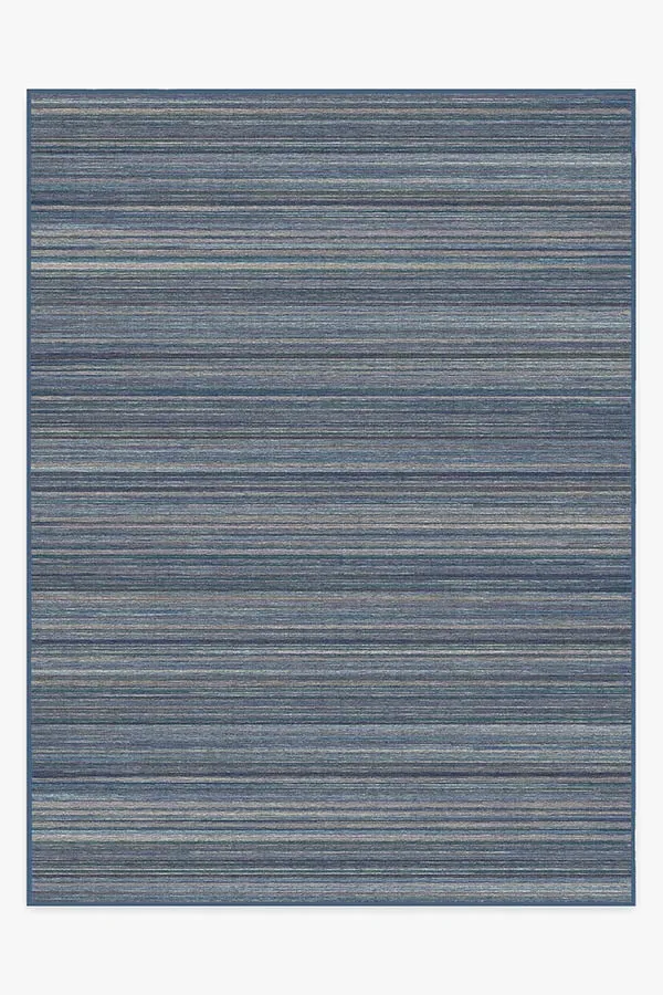 Large Machine Washable Rug - Blue, Multi Stripe