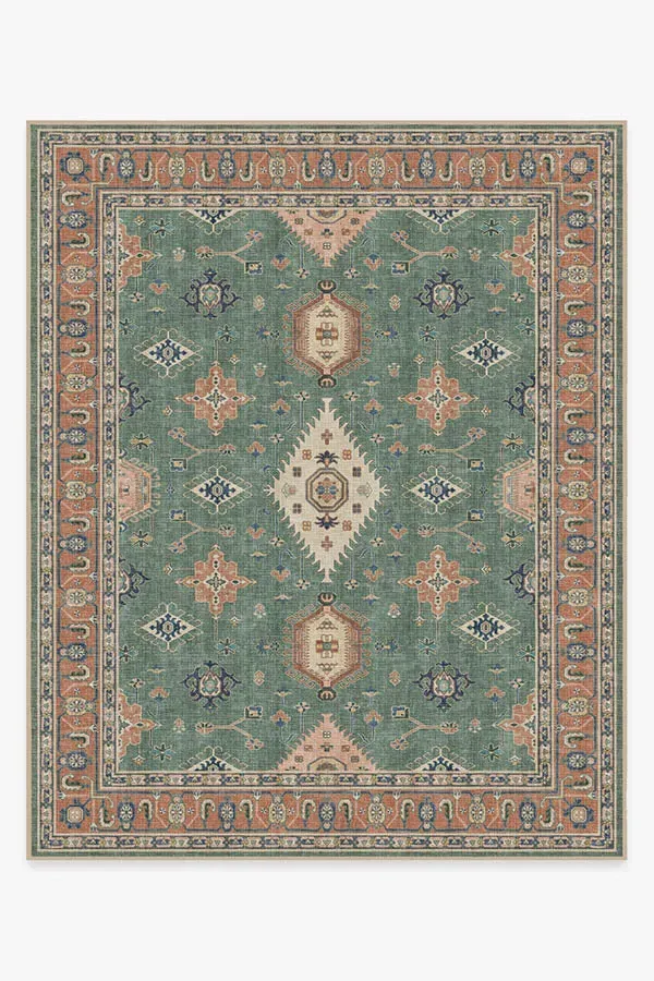 Large Machine Washable Rug - Copper Sage