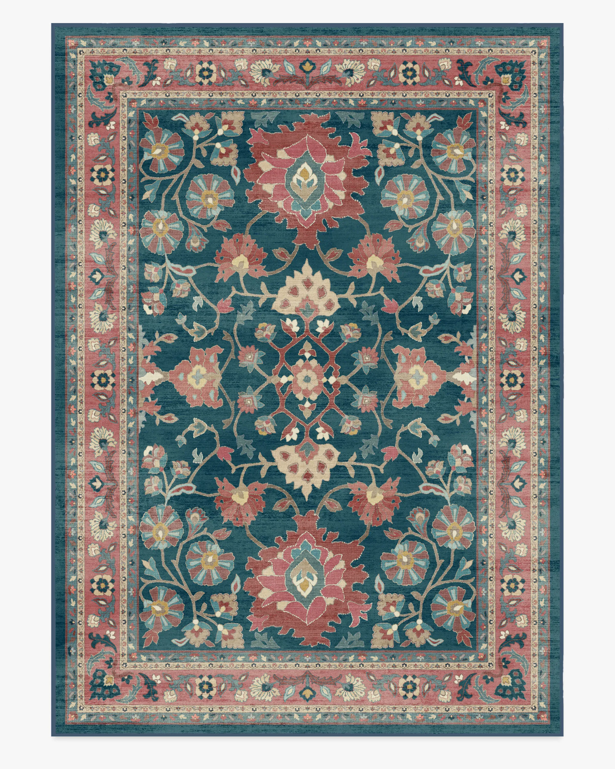 Large Machine Washable Rug - Navy, Cayenne