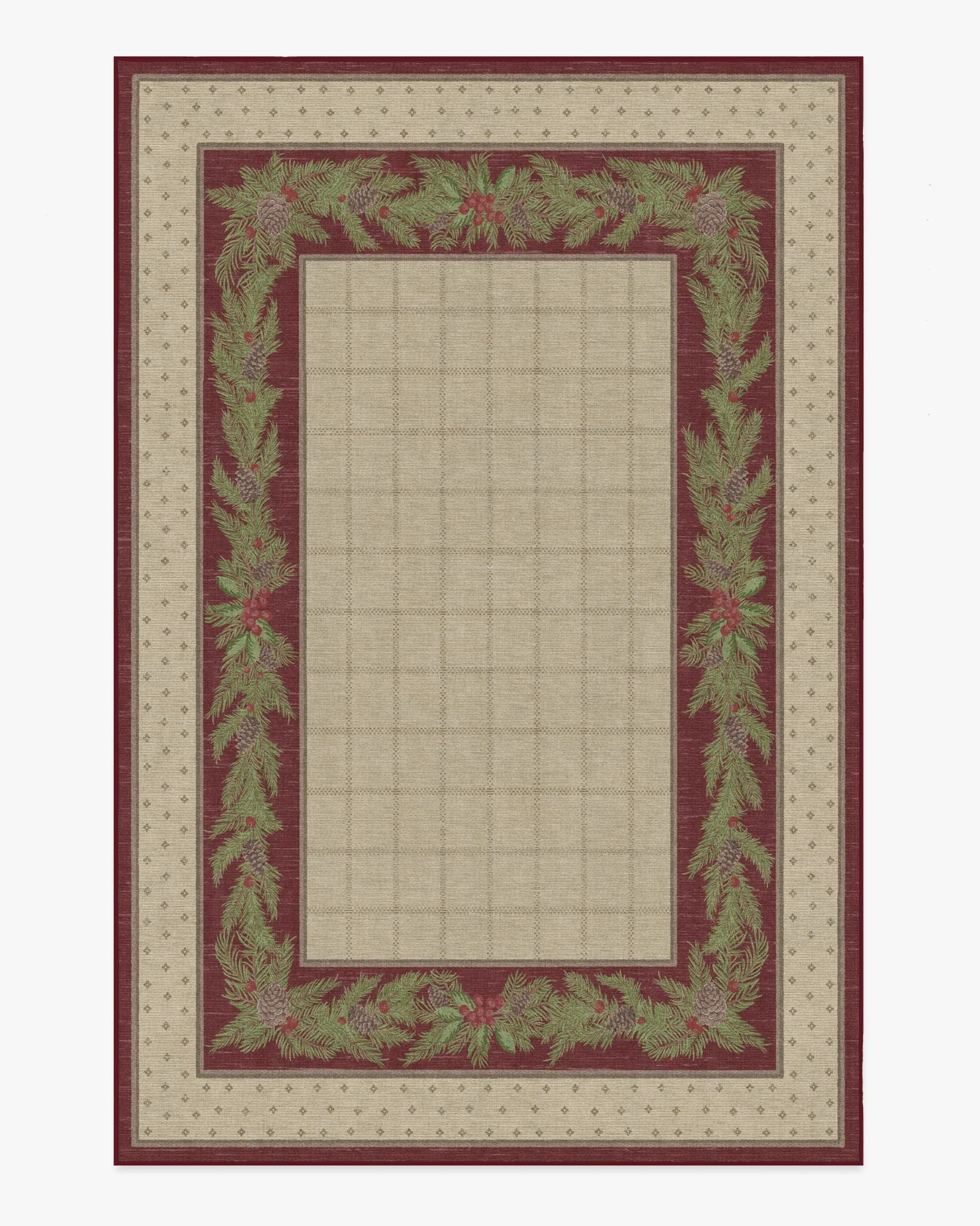 Large Machine Washable Rug - Red, Natural