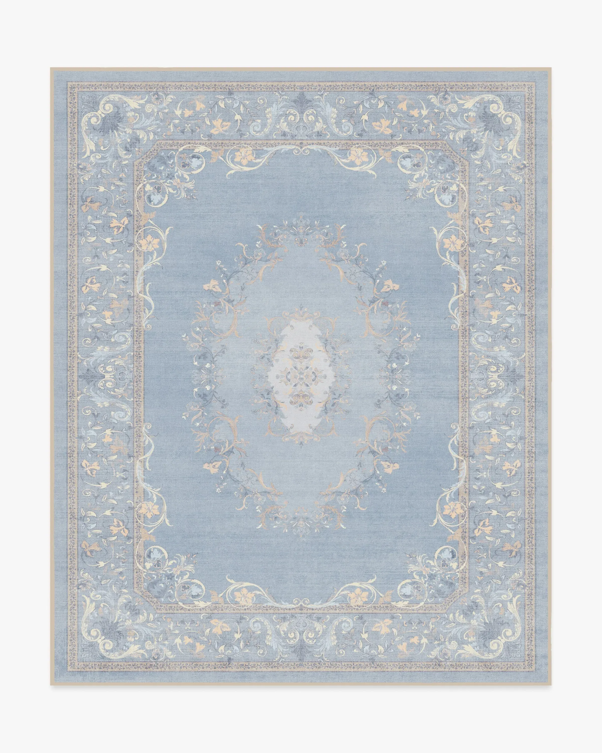 Large Machine Washable Rug - Soft Blue