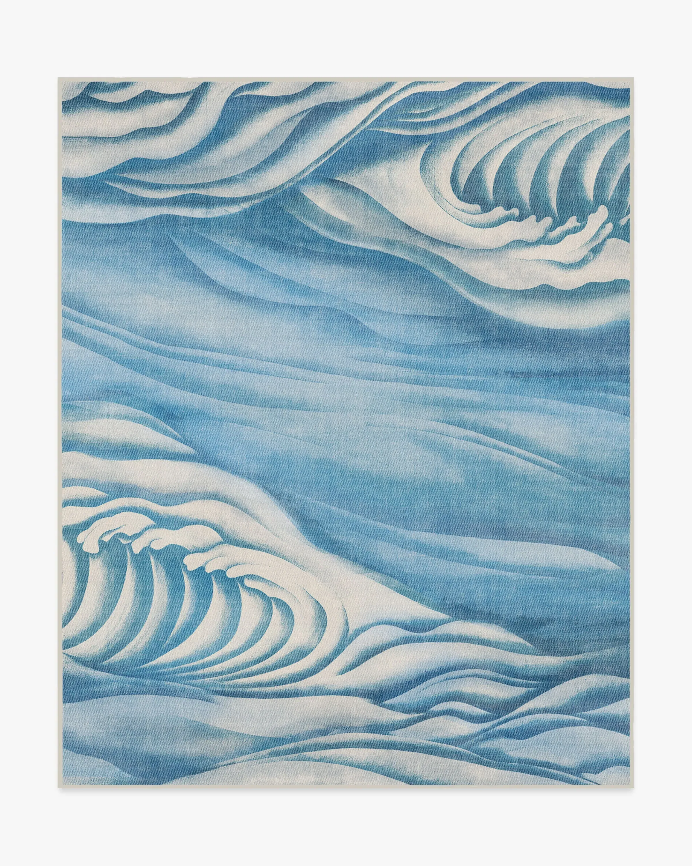 Large Machine Washable Rug Waves - Blue