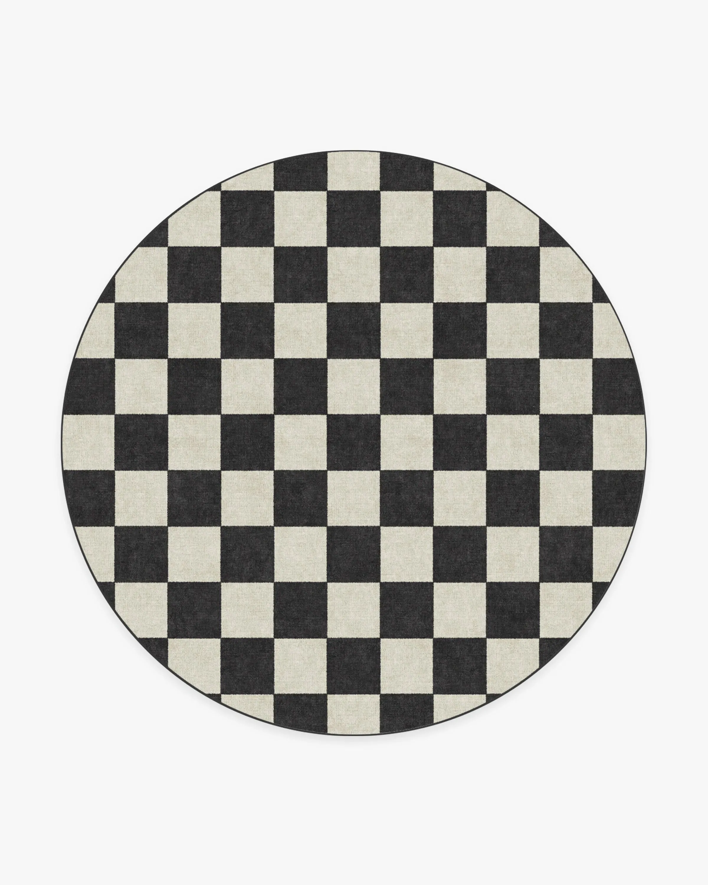 Large Round Area Rug Machine Washable - Black, Chenille