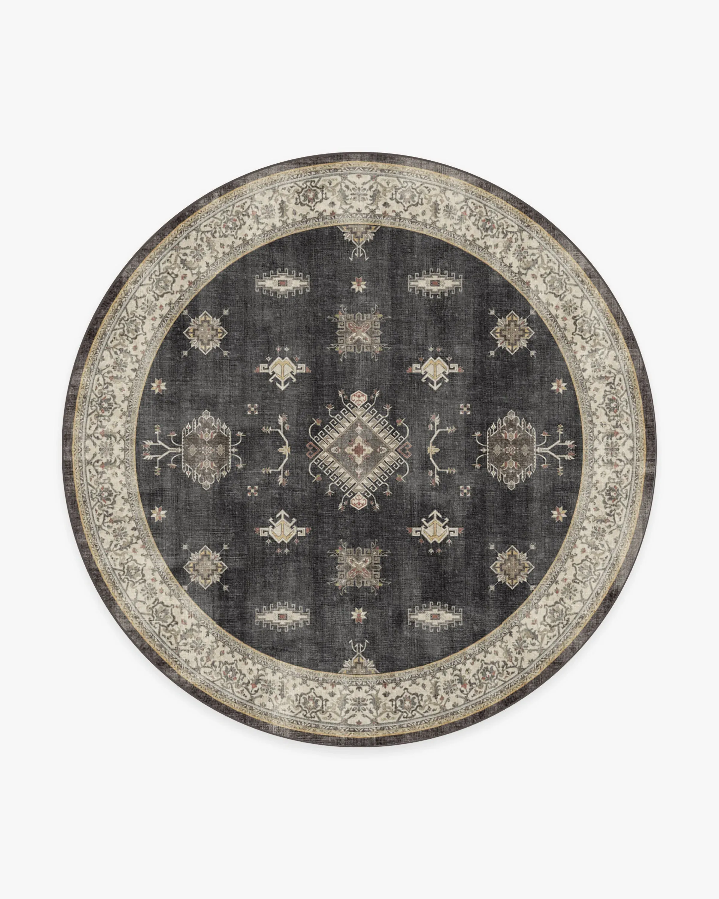 Large Round Area Rug Machine Washable - Black