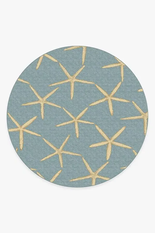 Large Round Area Rug Machine Washable - Blue