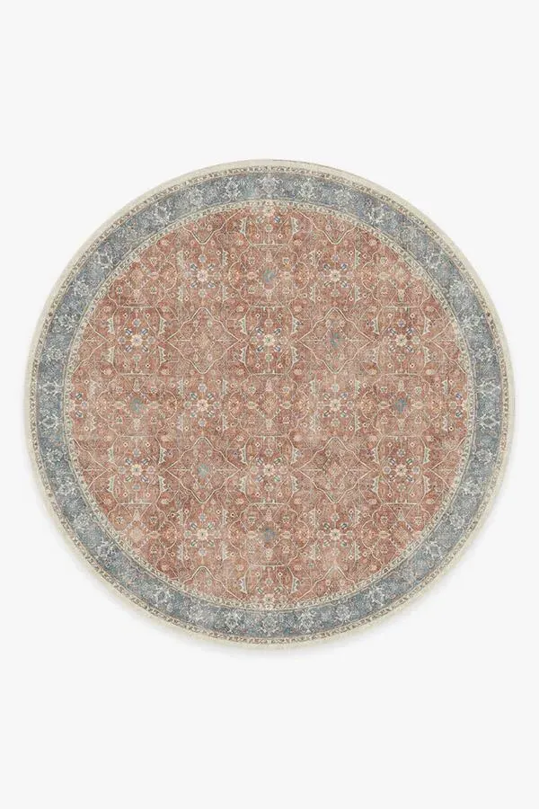 Large Round Area Rug Machine Washable - Coral