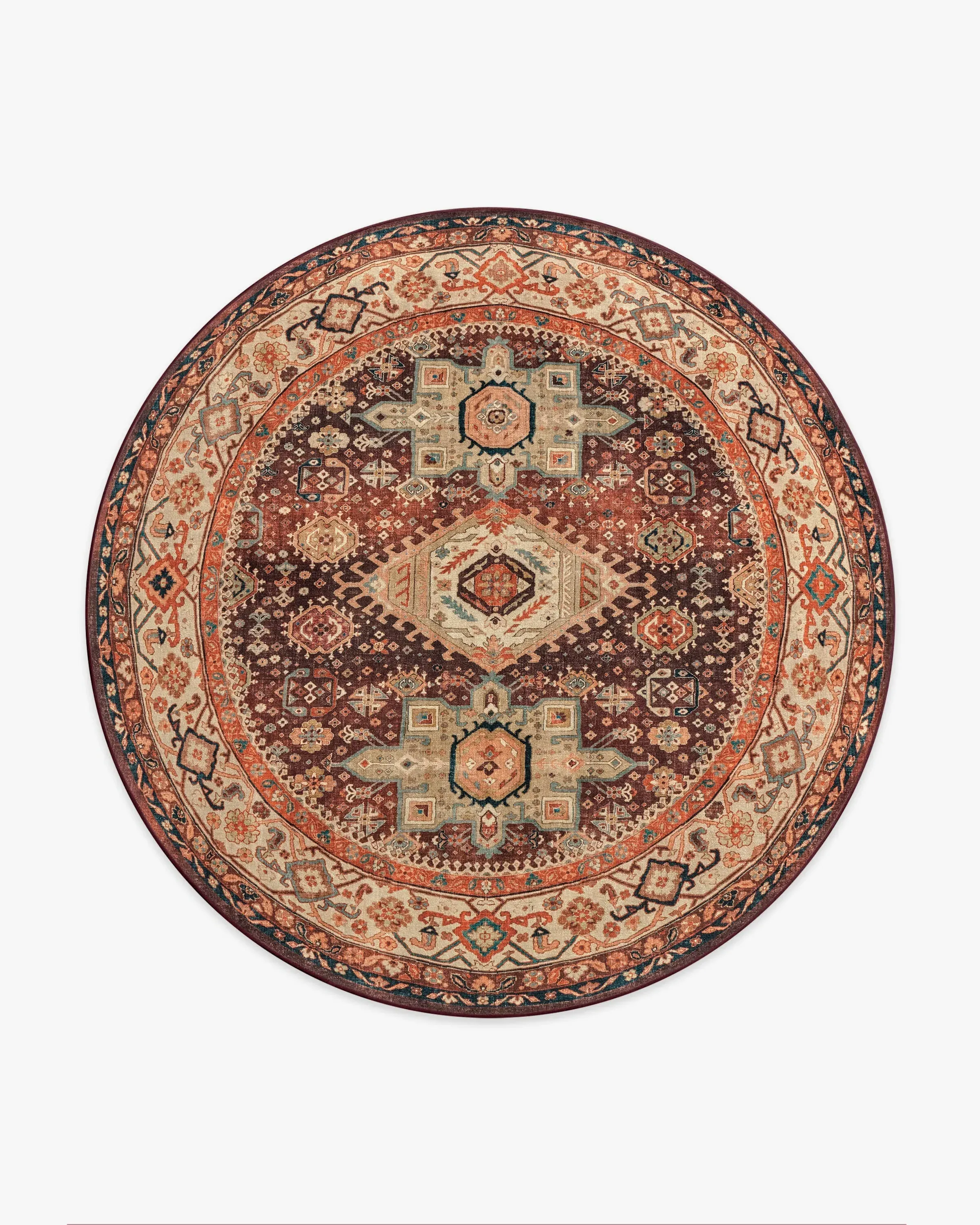 Large Round Area Rug Machine Washable - Crimson