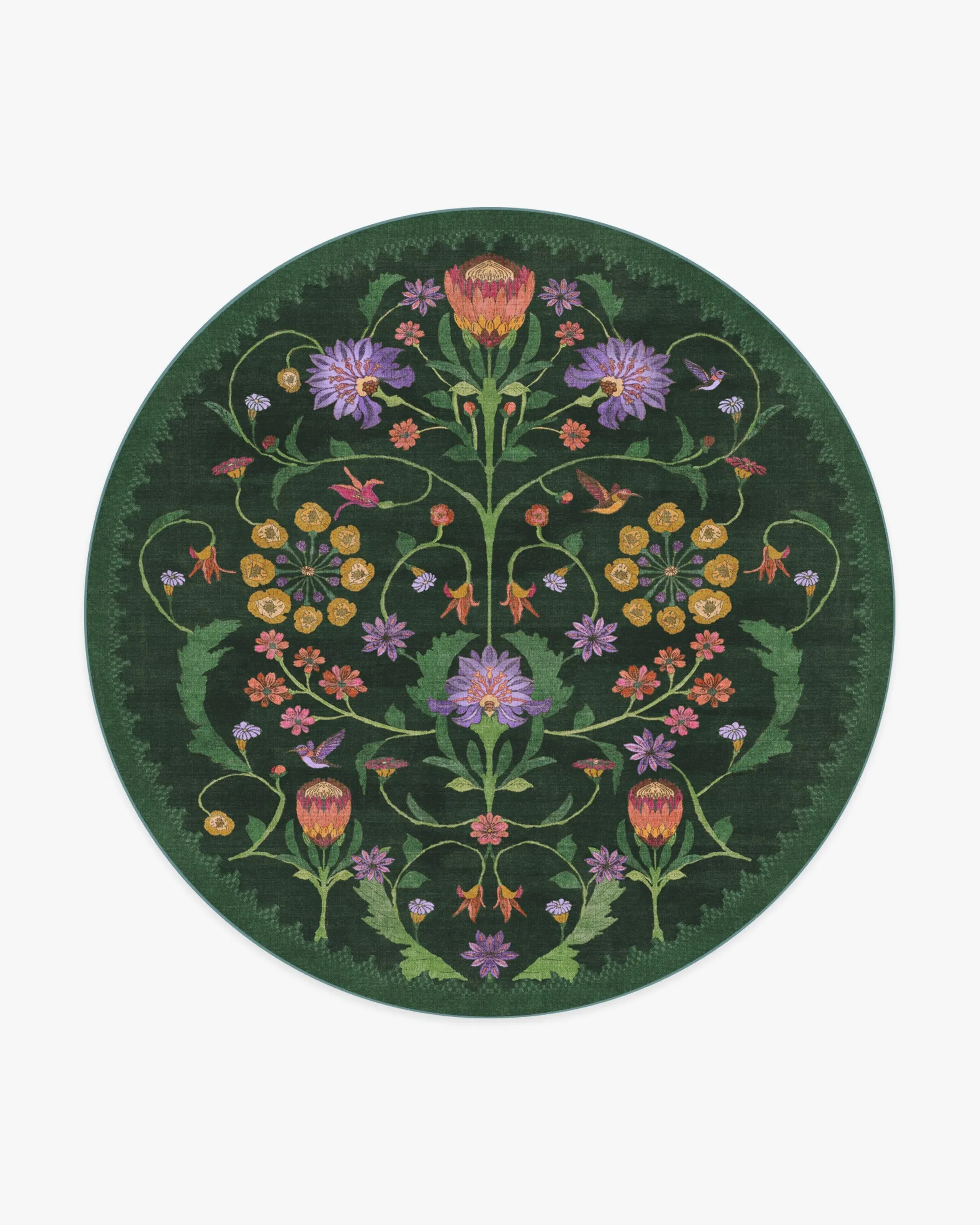 Large Round Area Rug Machine Washable - Green