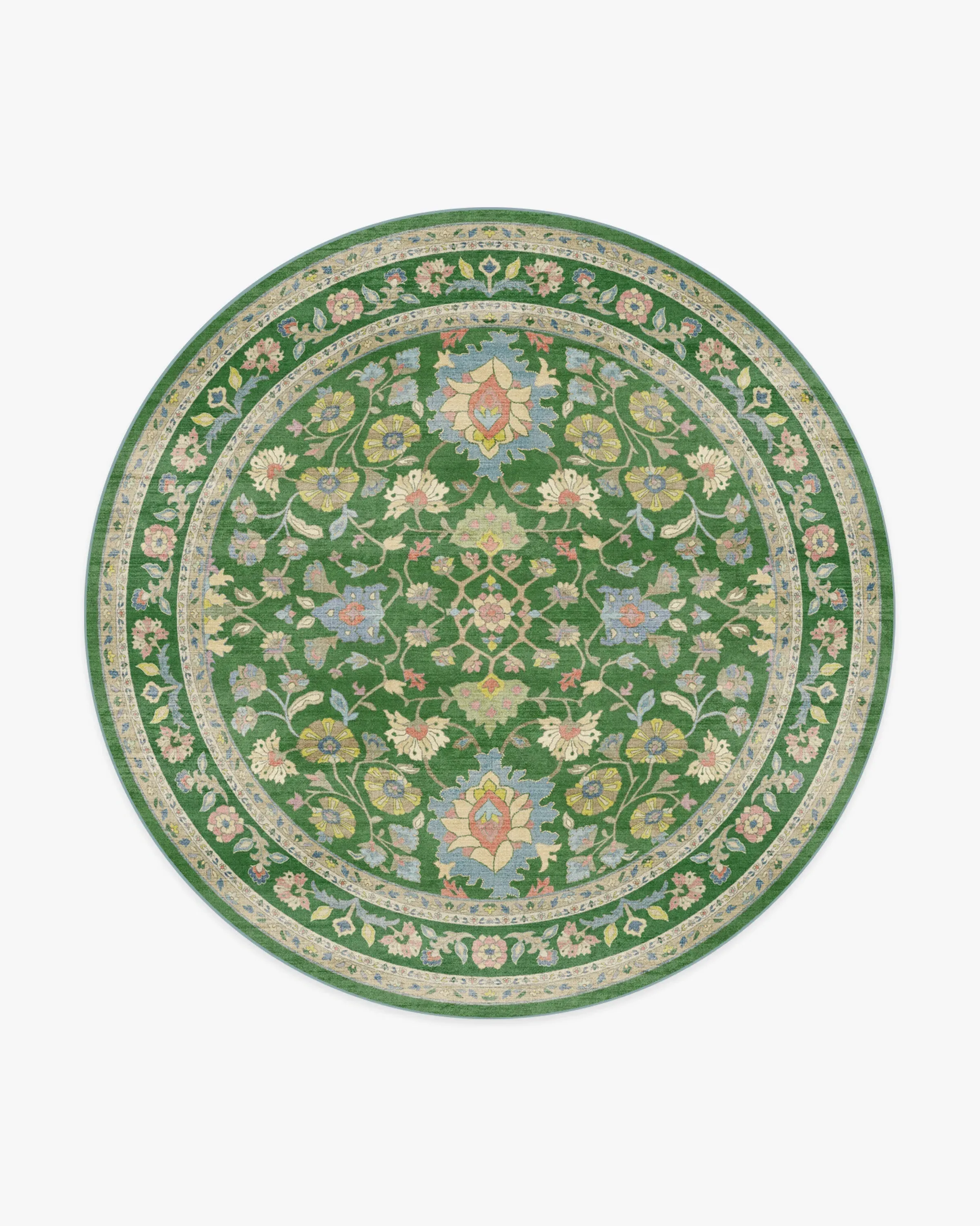 Large Round Area Rug Machine Washable - Green