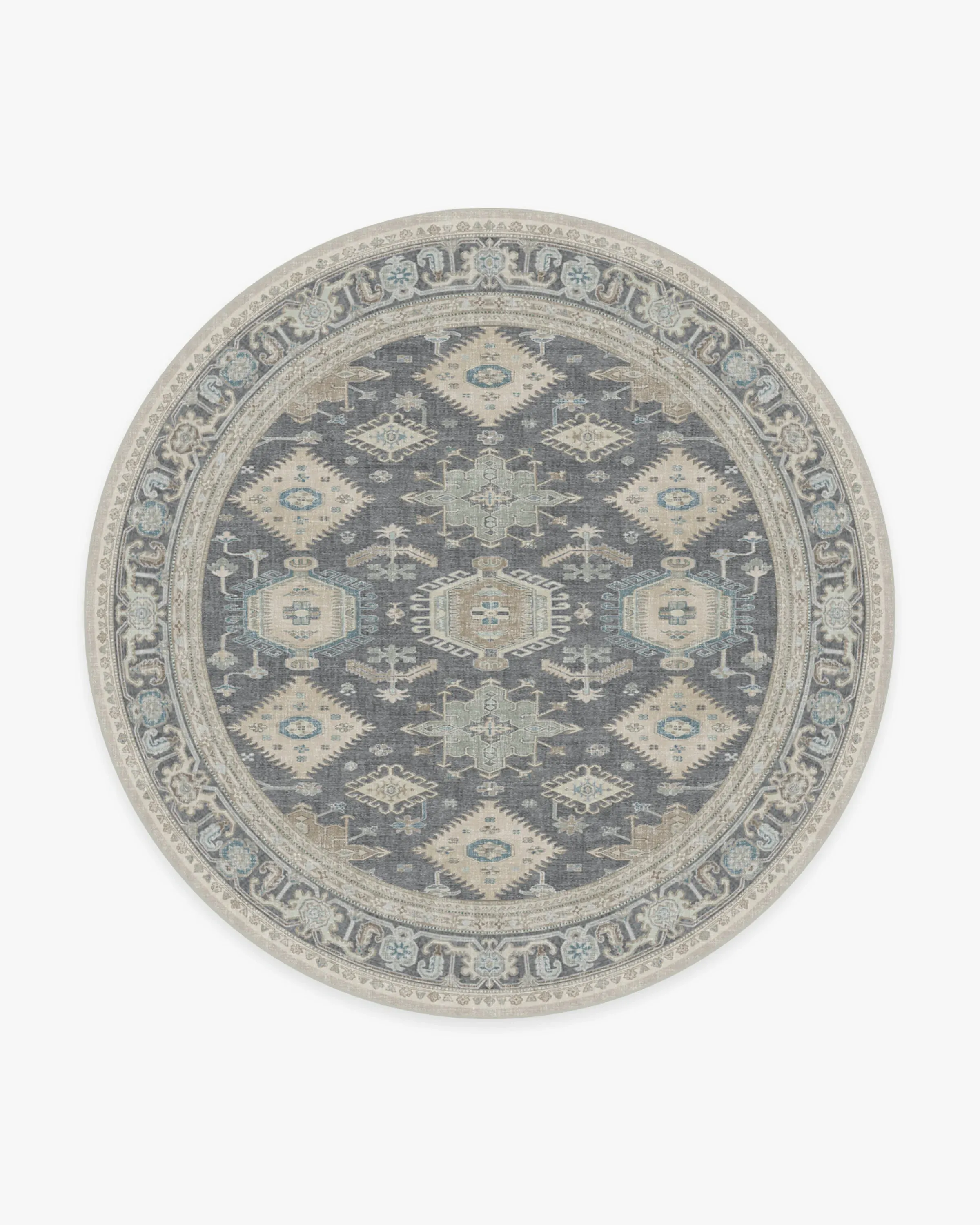 Large Round Area Rug Machine Washable - Grey