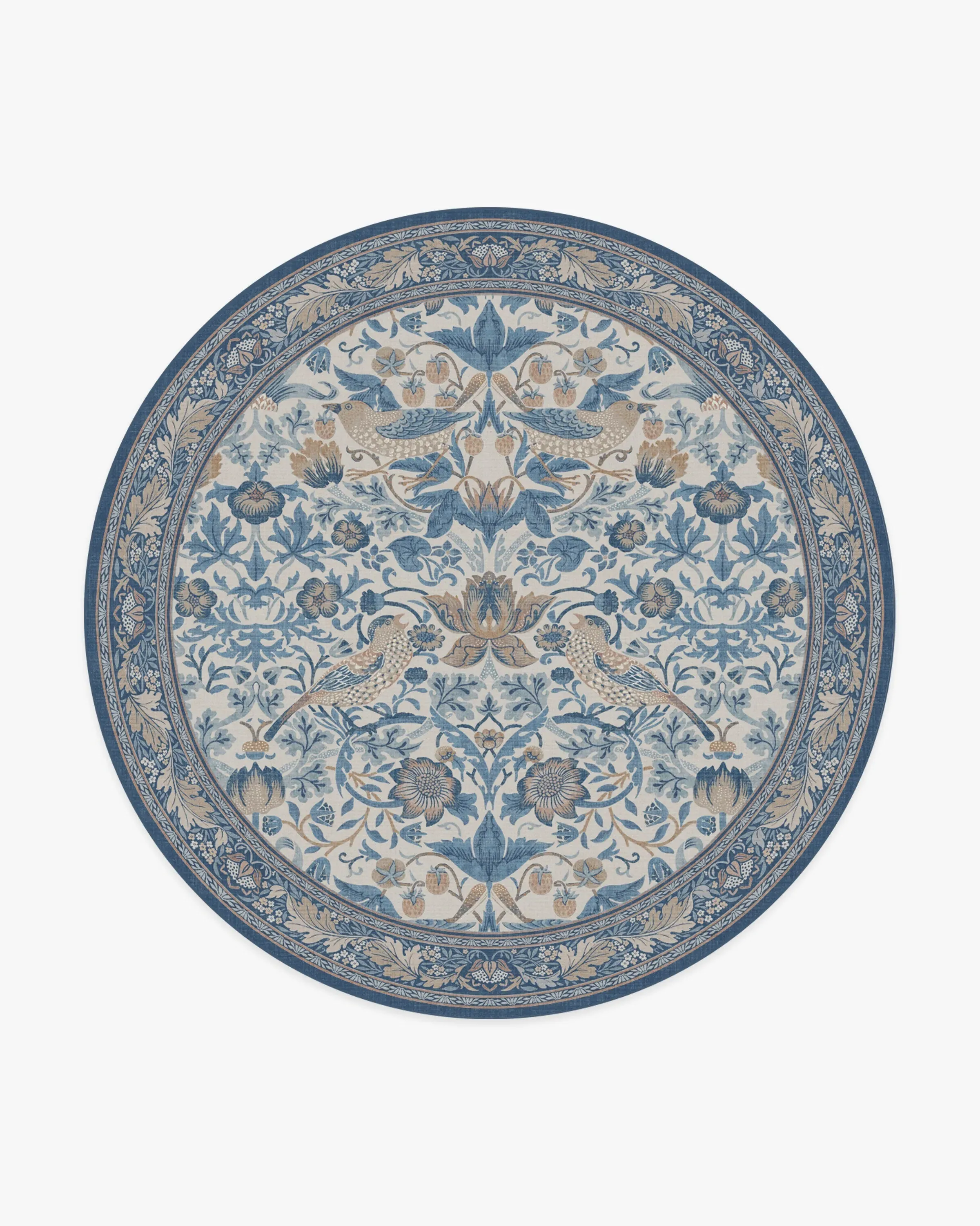 Large Round Area Rug Machine Washable - Indigo, Flatwoven