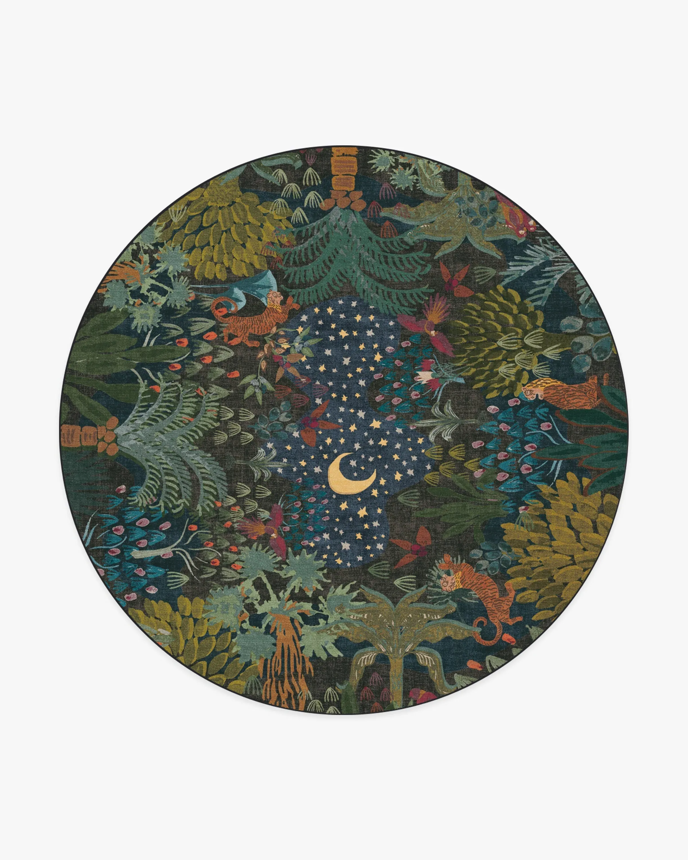 Large Round Area Rug Machine Washable - Midnight