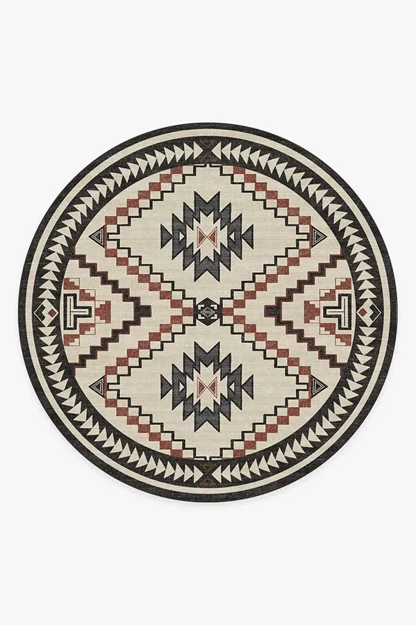 Large Round Area Rug Machine Washable - Neutral