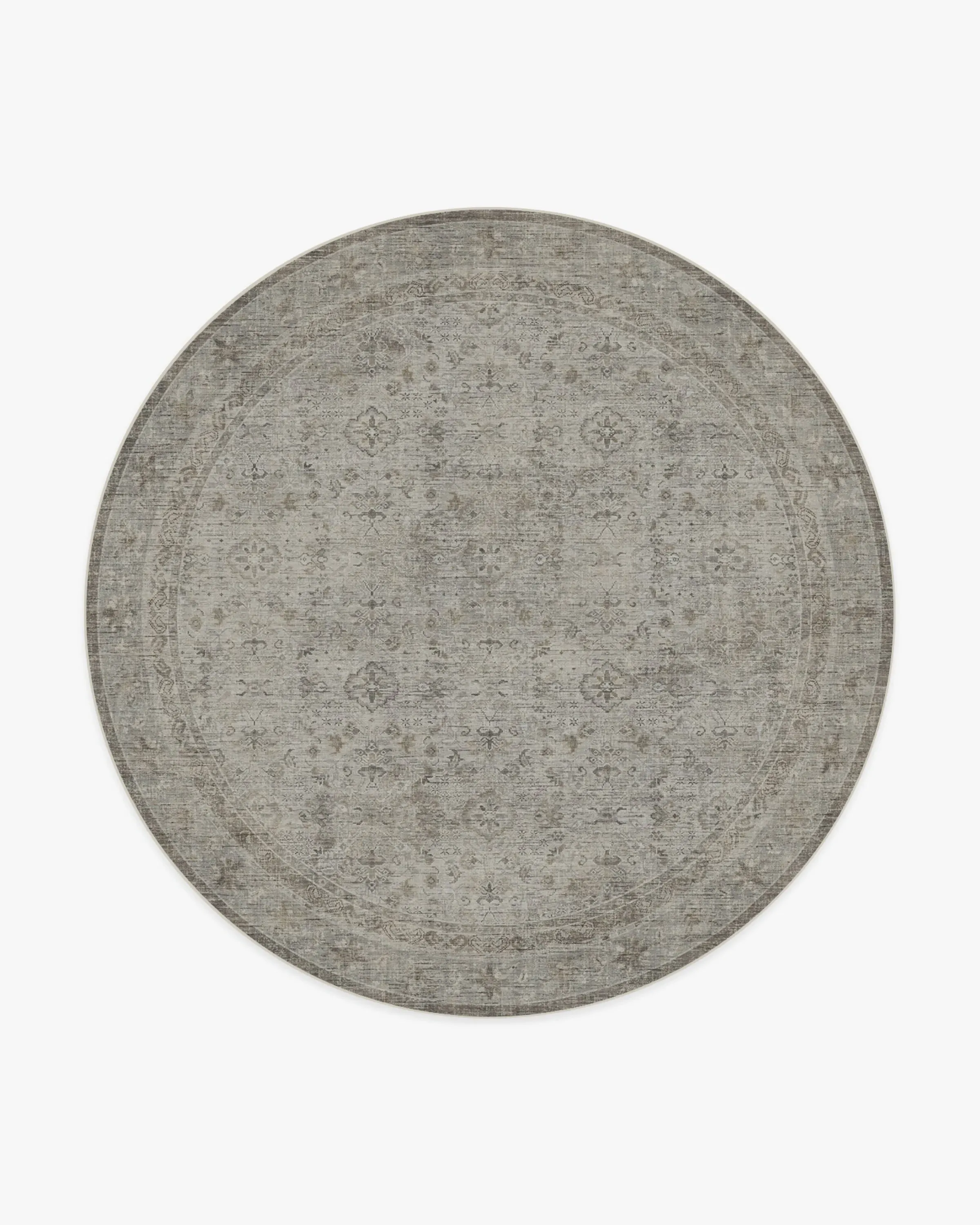 Large Round Area Rug Machine Washable - Stone Grey