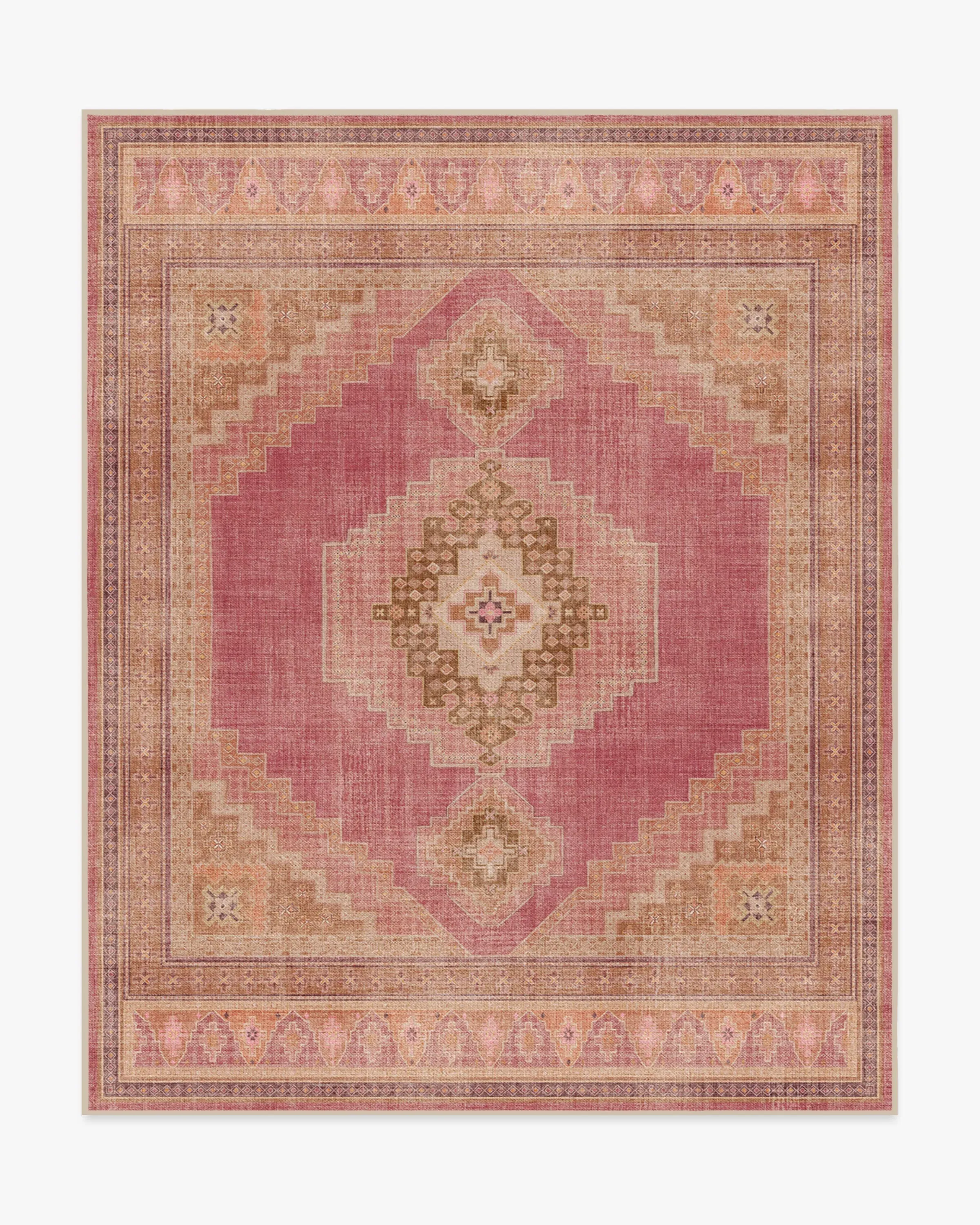 Large Round Machine Washable Area Rug - Pink