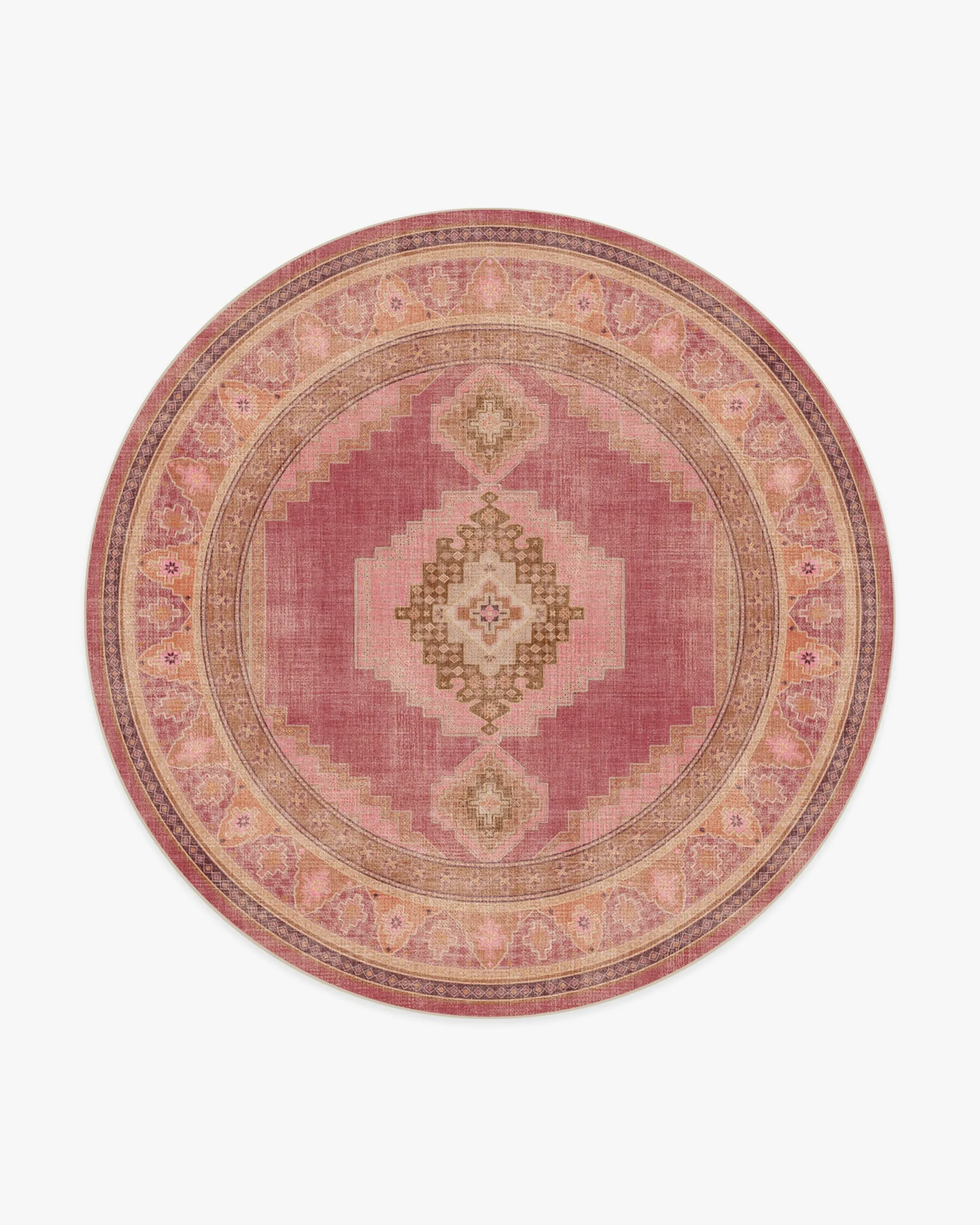Large Round Machine Washable Area Rug - Pink