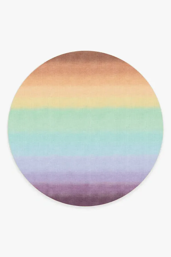 Large Round Rug Machine Washable - Rainbow
