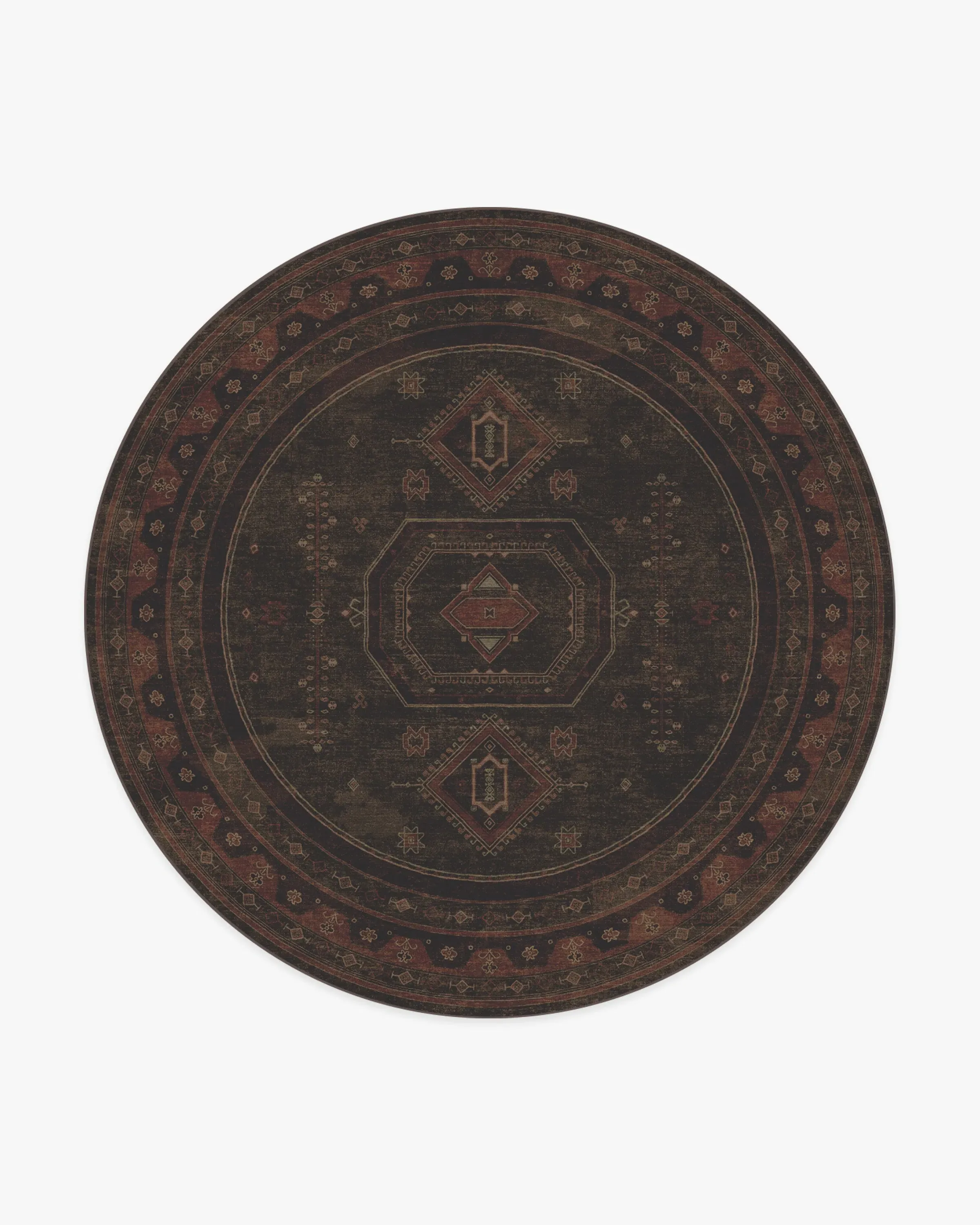 Large Round Rug Machine Washable - Red