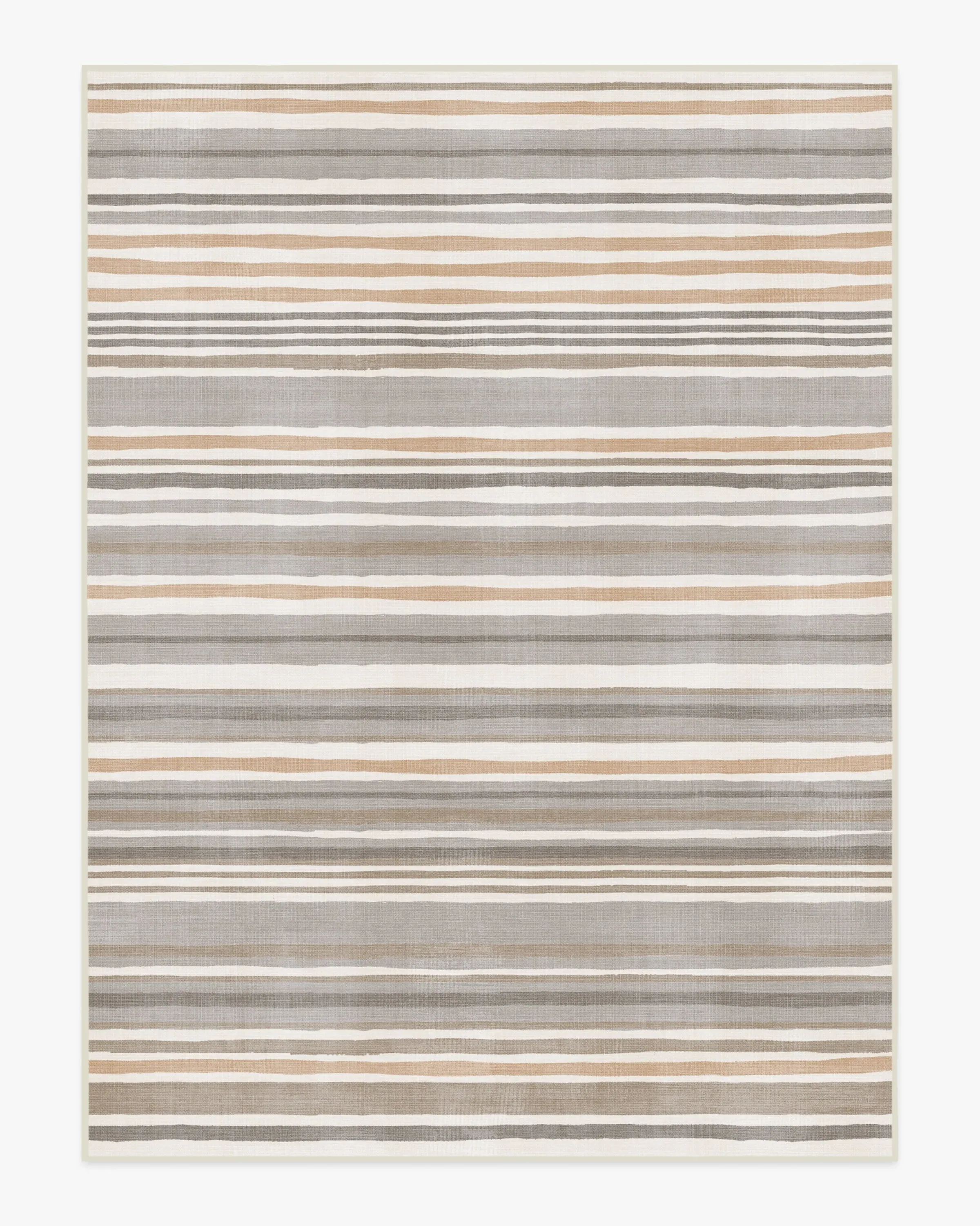 Large Stripe Area Rug Machine Washable - Grey, Ivory