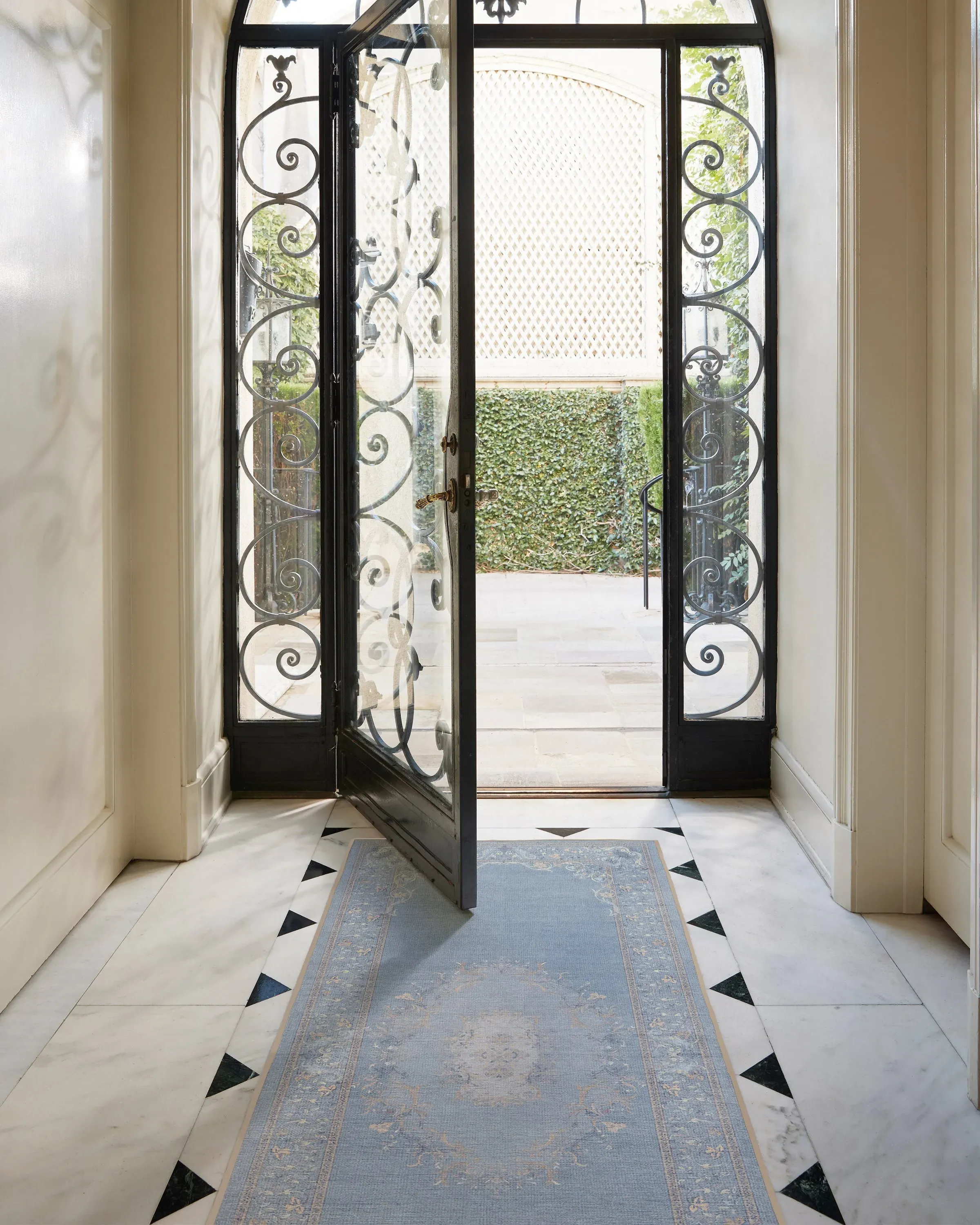Large Washable Area Rug - Blue, Flatwoven