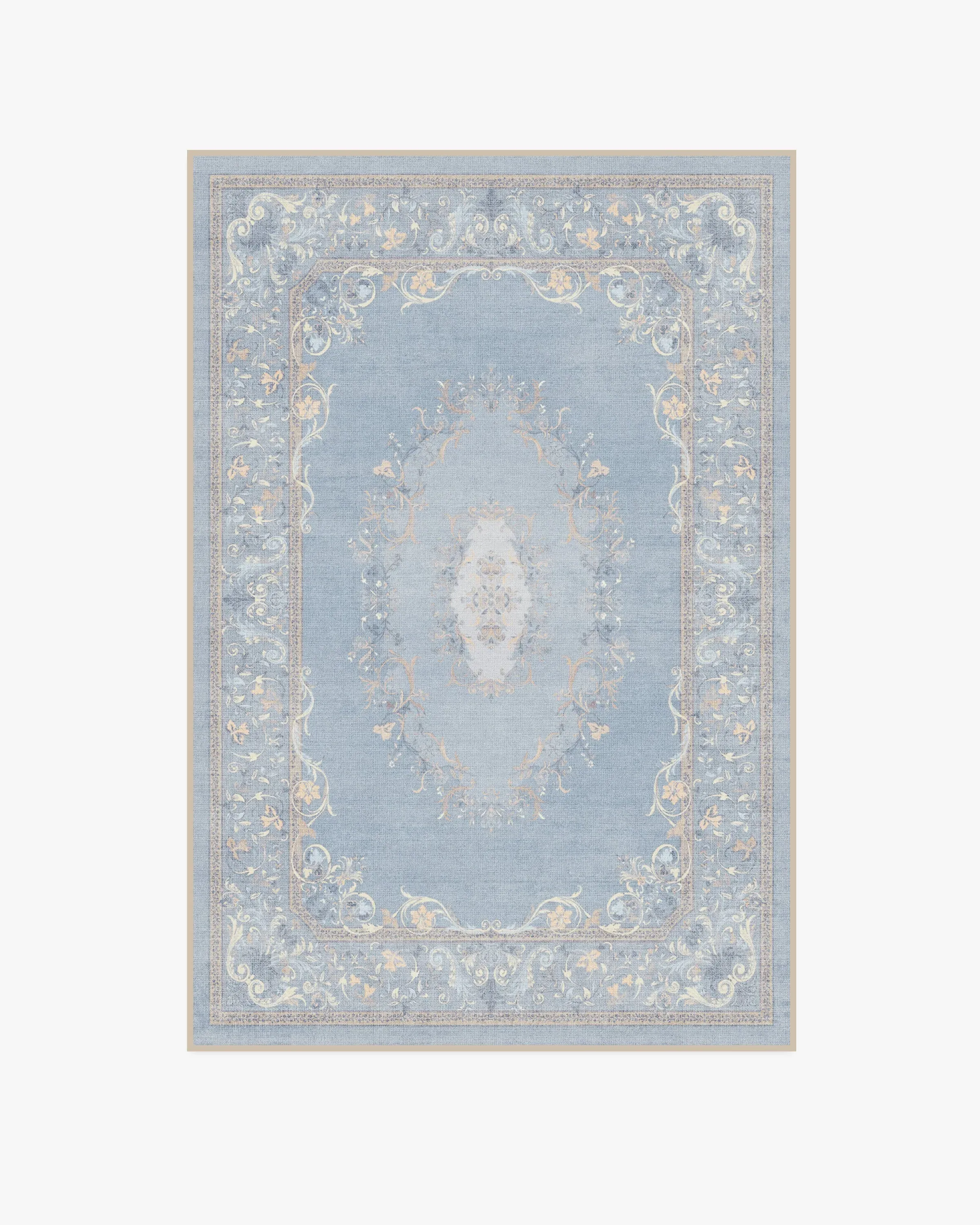 Large Washable Area Rug - Blue, Flatwoven