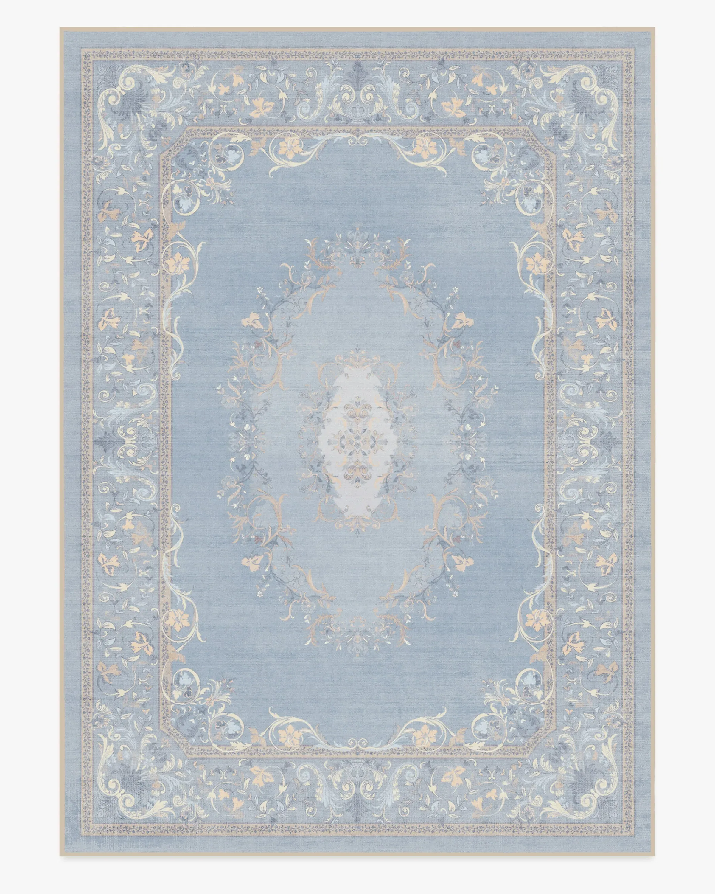 Large Washable Area Rug - Blue, Flatwoven