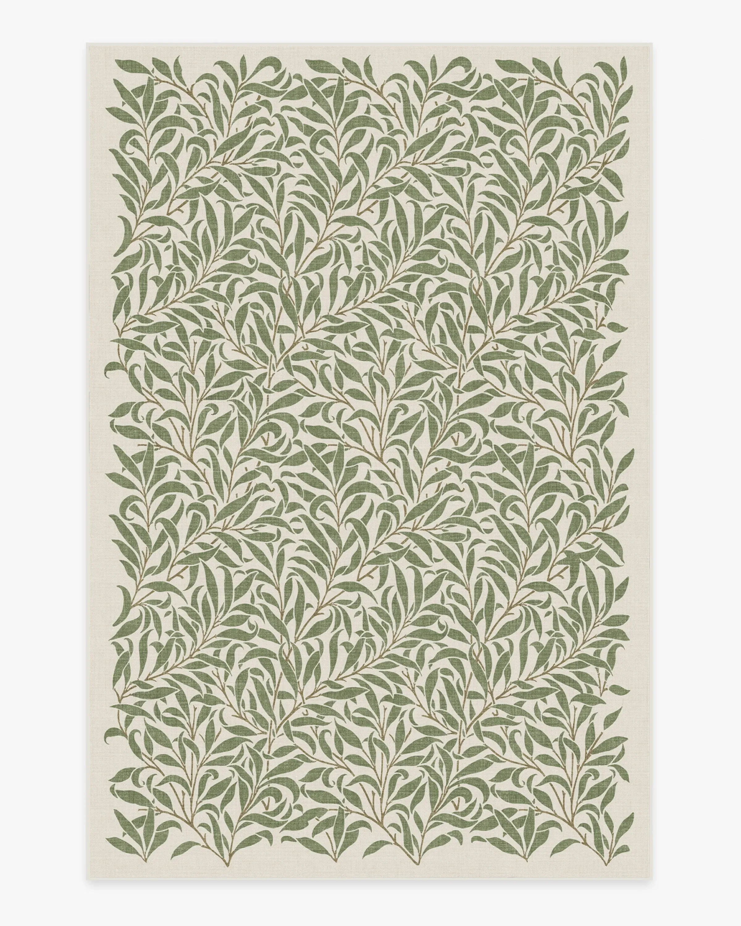 Large Washable Area Rug - Green, Flatwoven