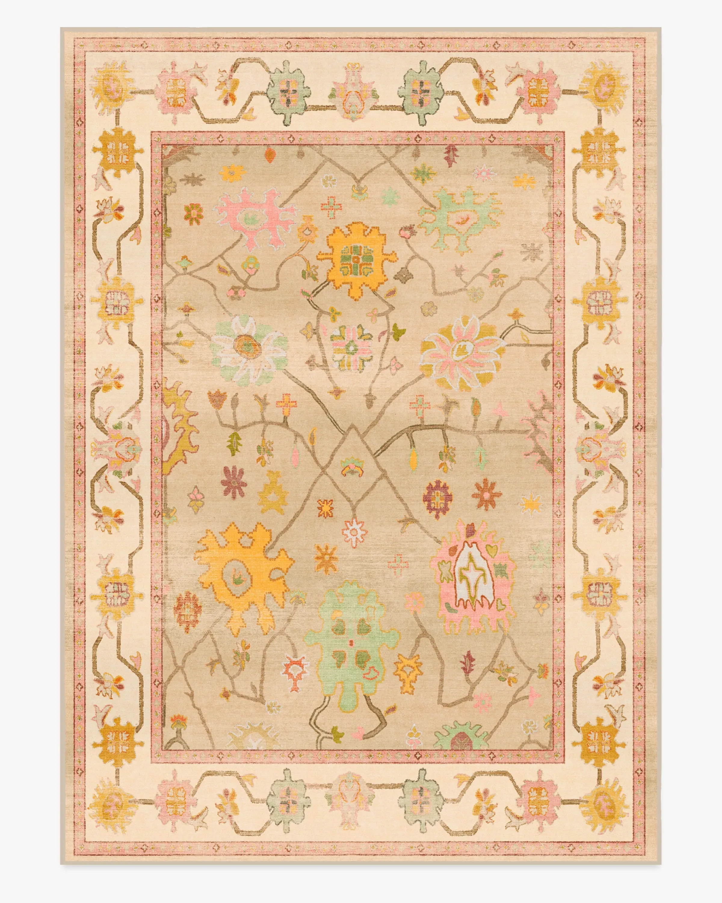 Large Washable Area Rug - Neutral, Flatwoven