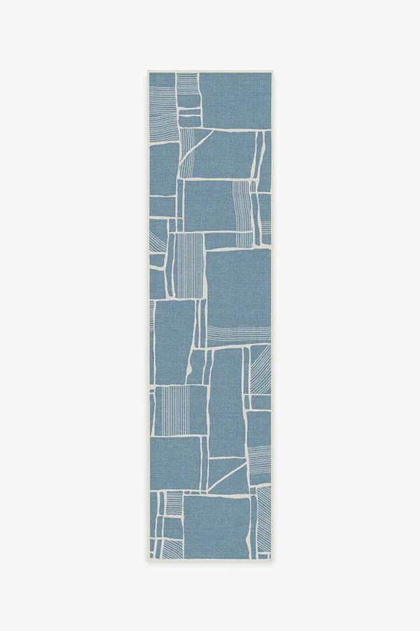 Long Runner Area Rug Machine Washable - Slate Blue