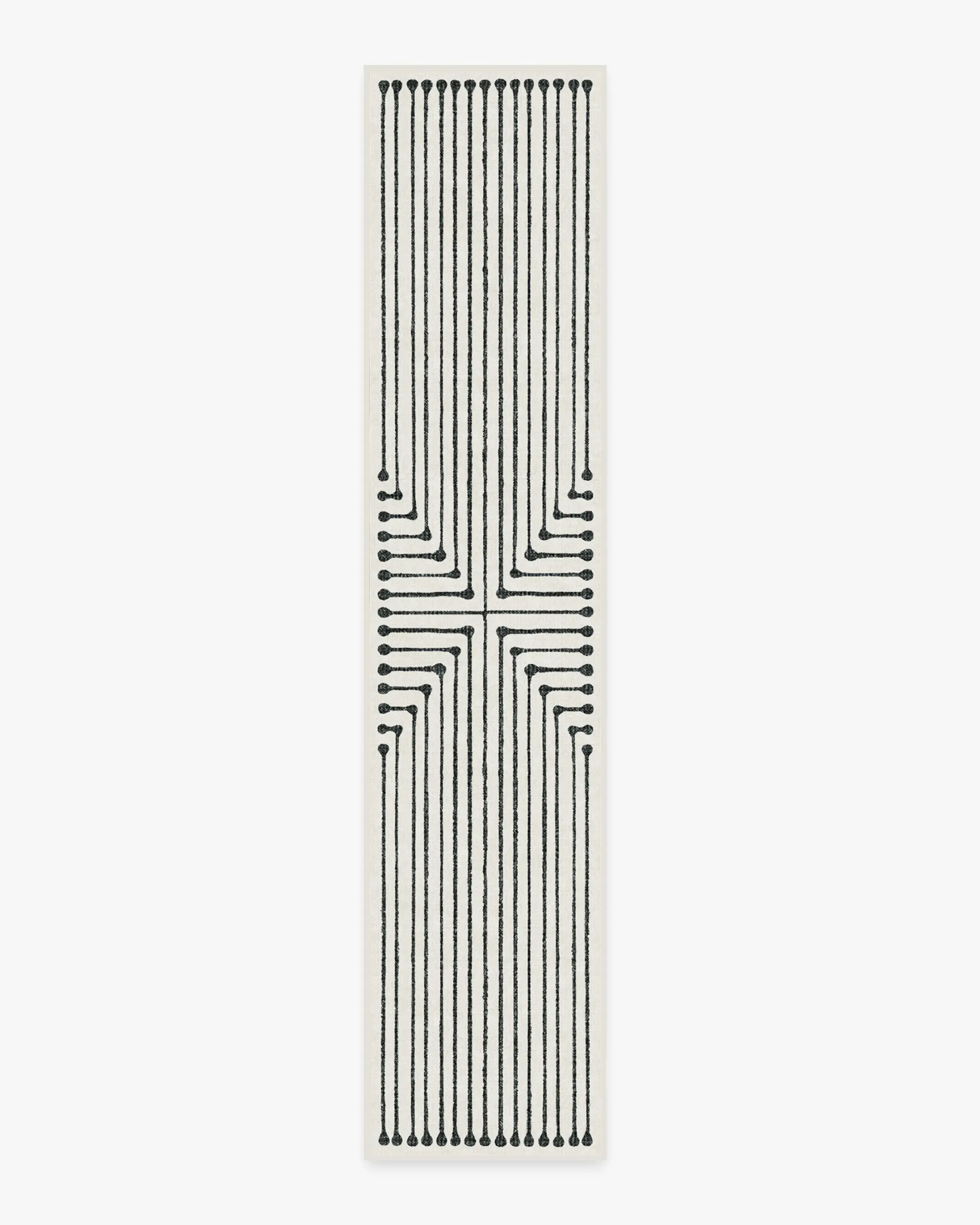 Long Runner Rug Machine Washable - Black, Ivory