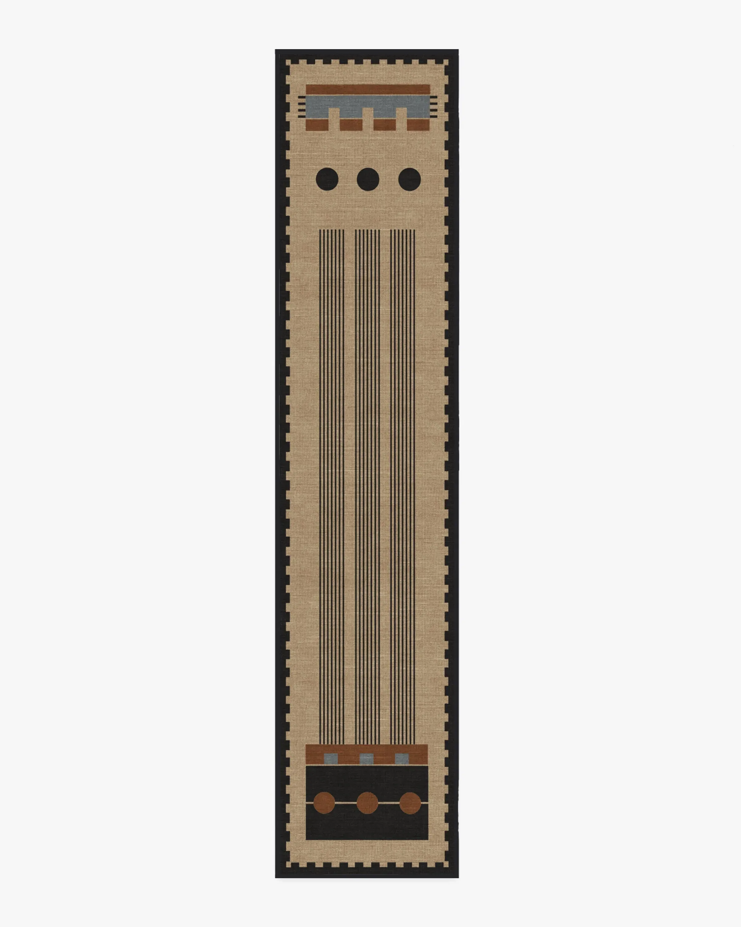Long Runner Washable Rug - Black & Tan
